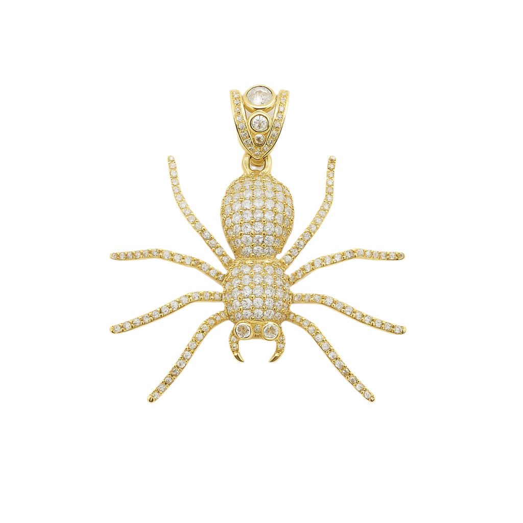 14K Real Gold Spider Pendant – Mysterious. Bold. Unforgettable Fantastic Jewelry NYC