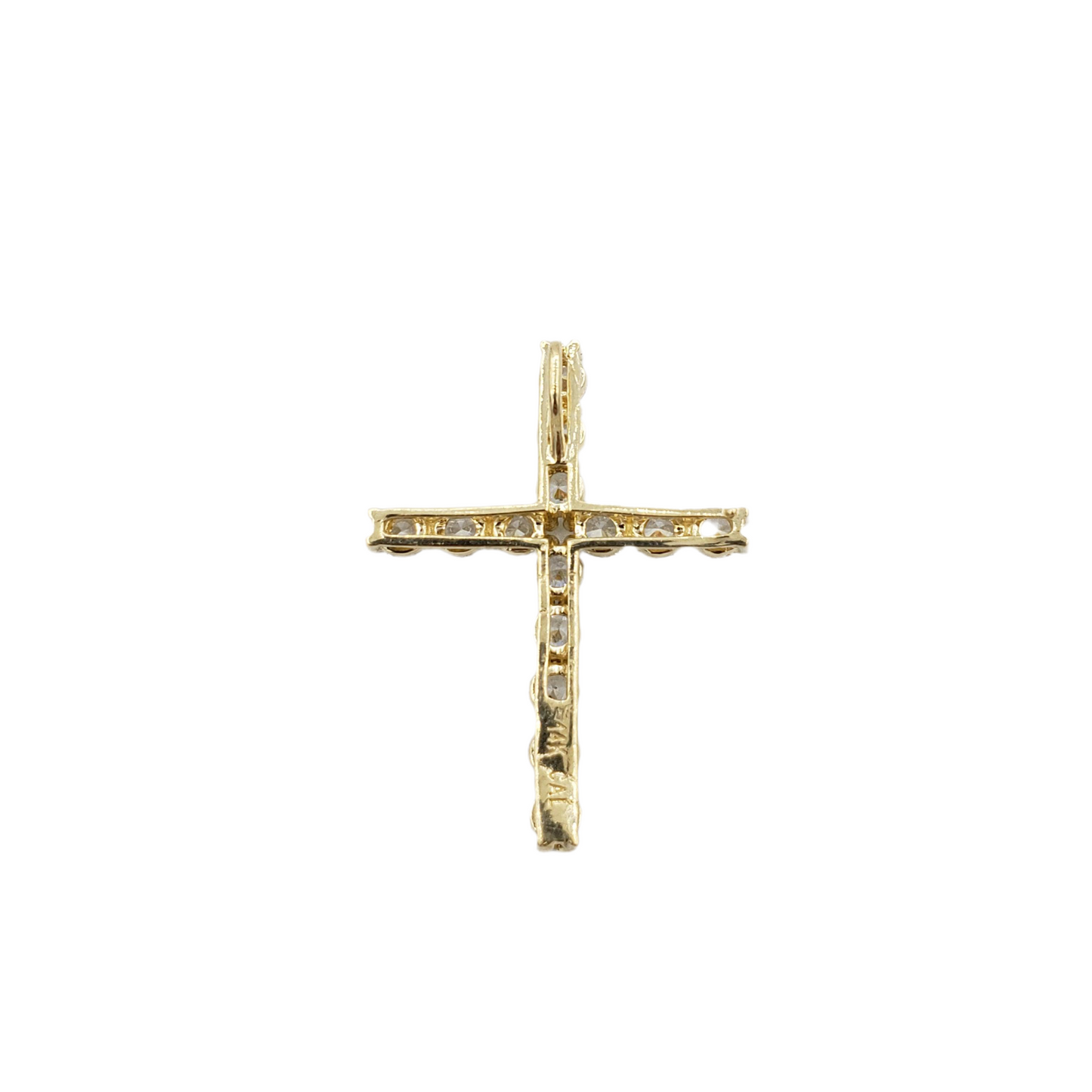 14K Gold- Single Row Cross Pendant Fantastic Jewelry NYC