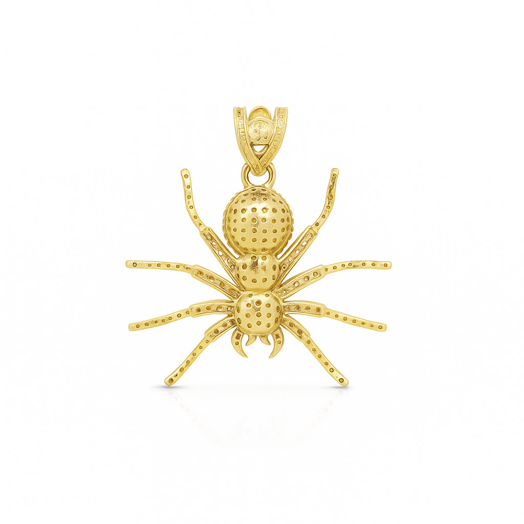 14K Real Gold Spider Pendant – Mysterious. Bold. Unforgettable Fantastic Jewelry NYC