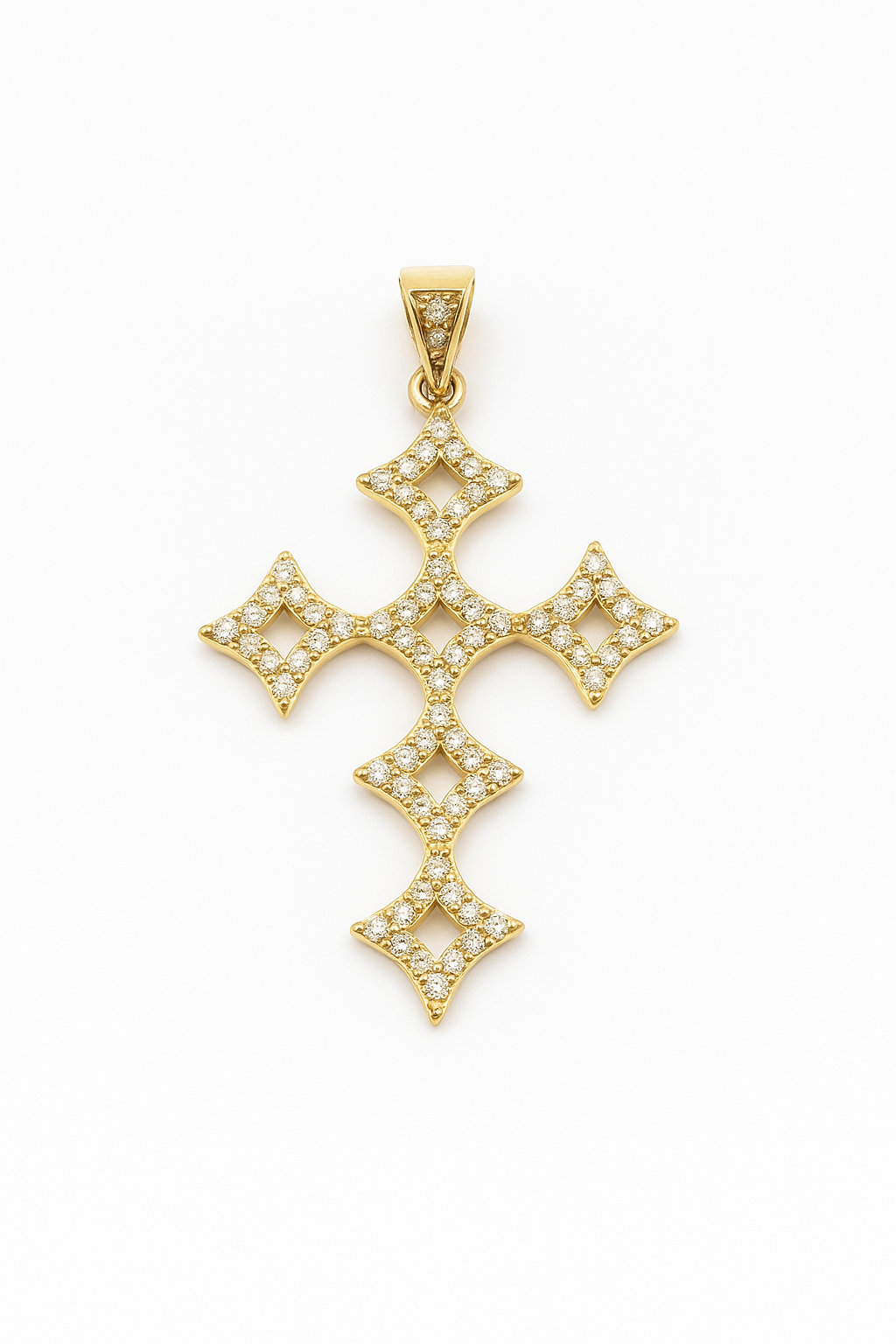 14K Gold- Star Cross Pendant Fantastic Jewelry NYC