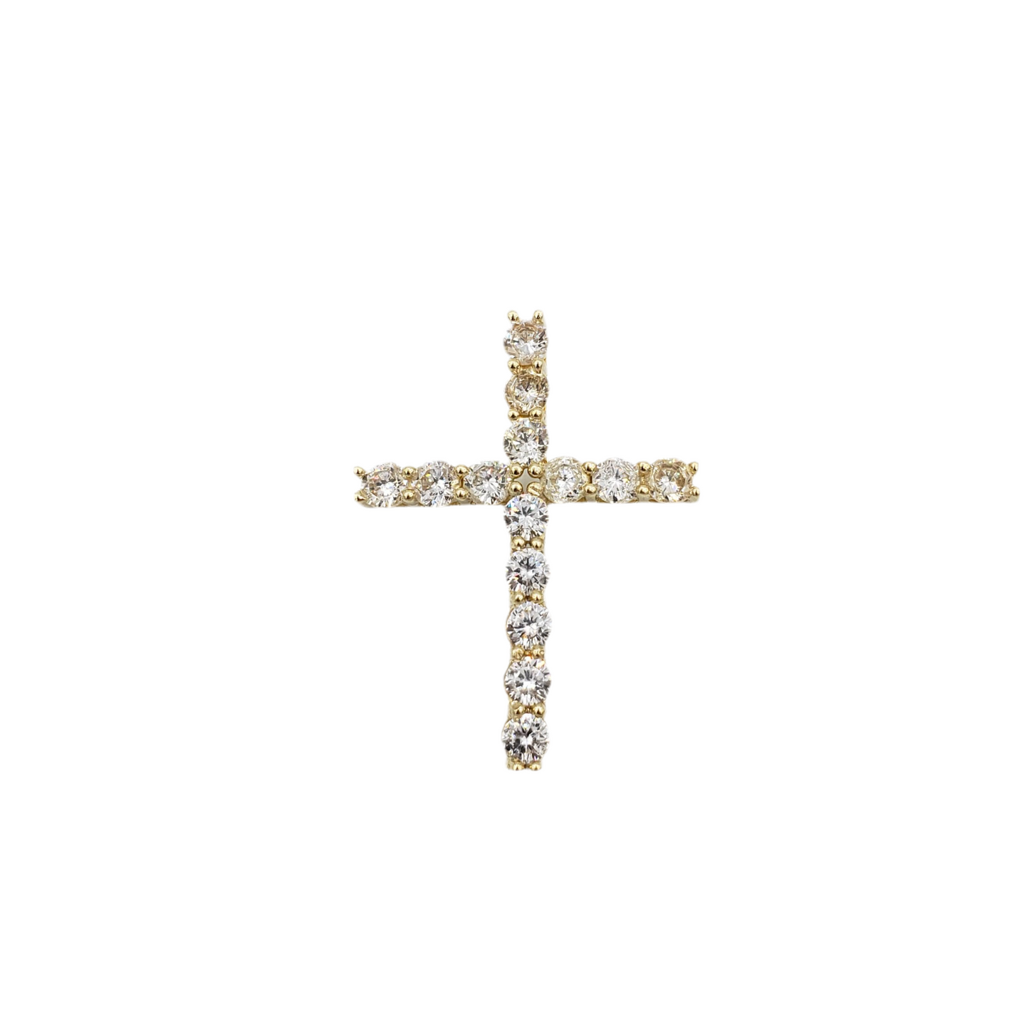 14K Gold- Single Row Cross Pendant Fantastic Jewelry NYC