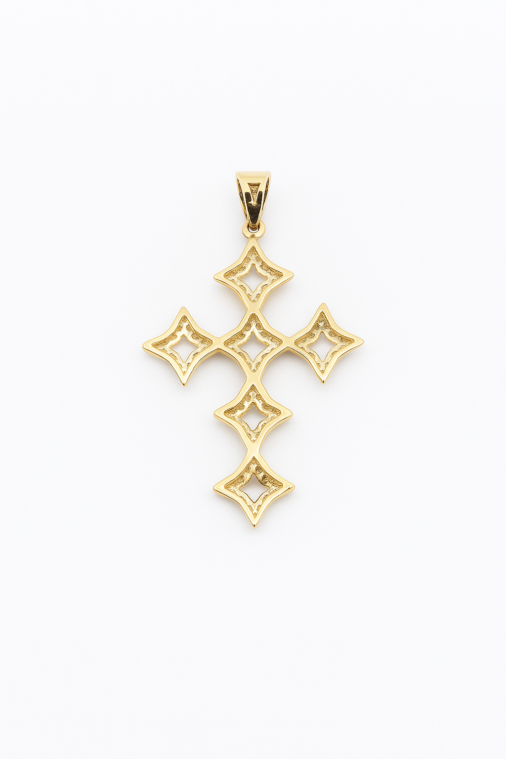 14K Gold- Star Cross Pendant Fantastic Jewelry NYC