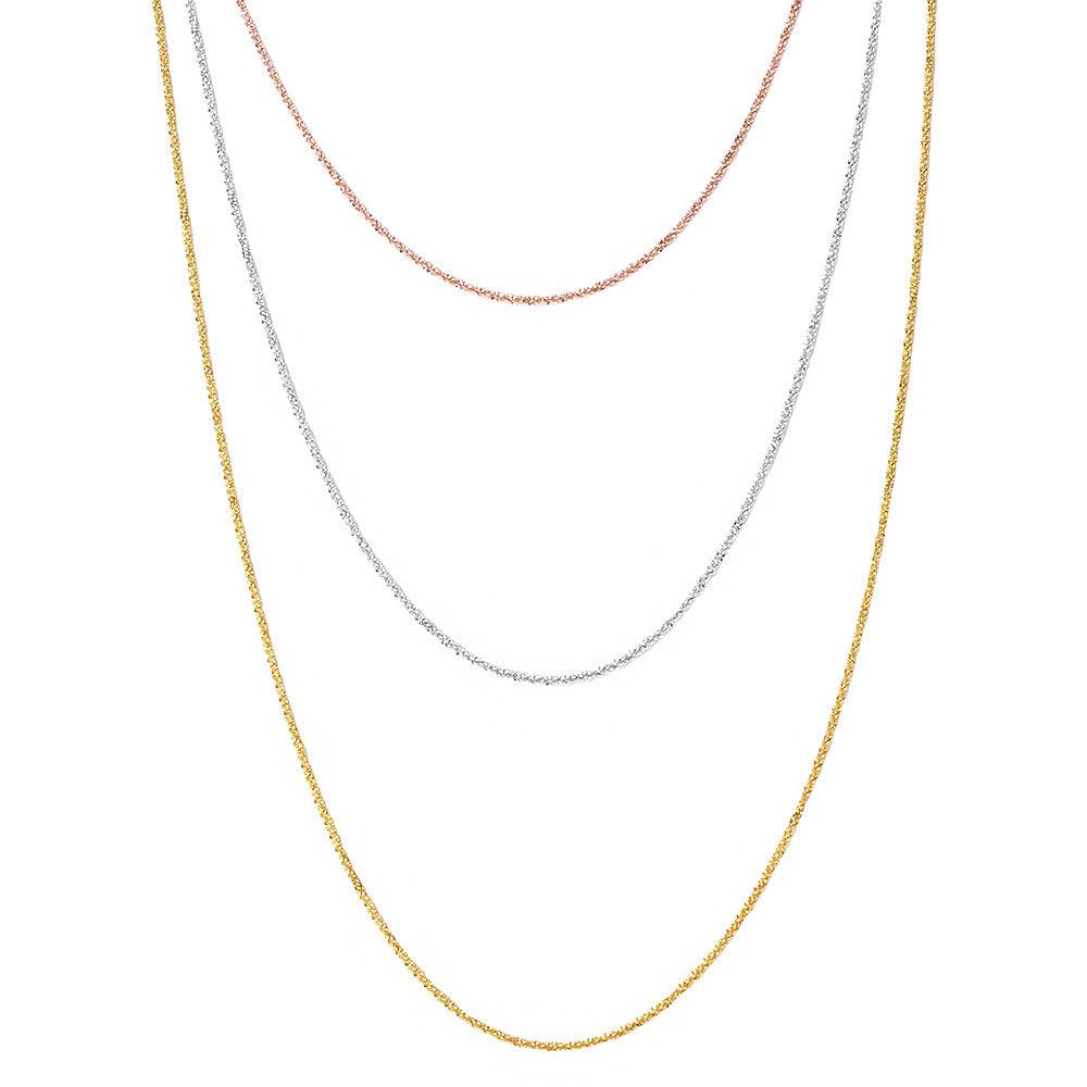 Silver 925 3 Toned 3 Strands Roc Chain Necklace - ARN00018TRI SPI