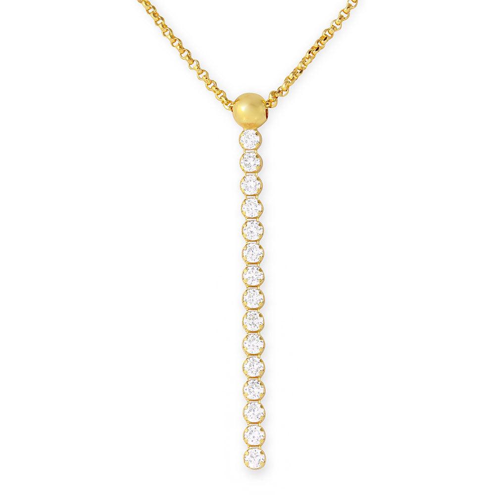 Silver 925 Gold Plated CZ Drop Necklace - ARN00019GP SPI