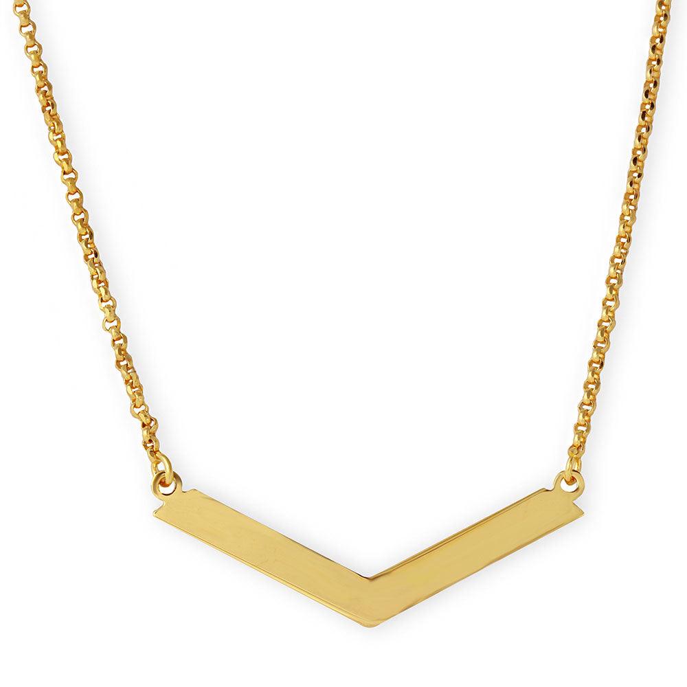 Silver 925 Gold Plated Wide V Accent Necklace - ARN00020GP SPI