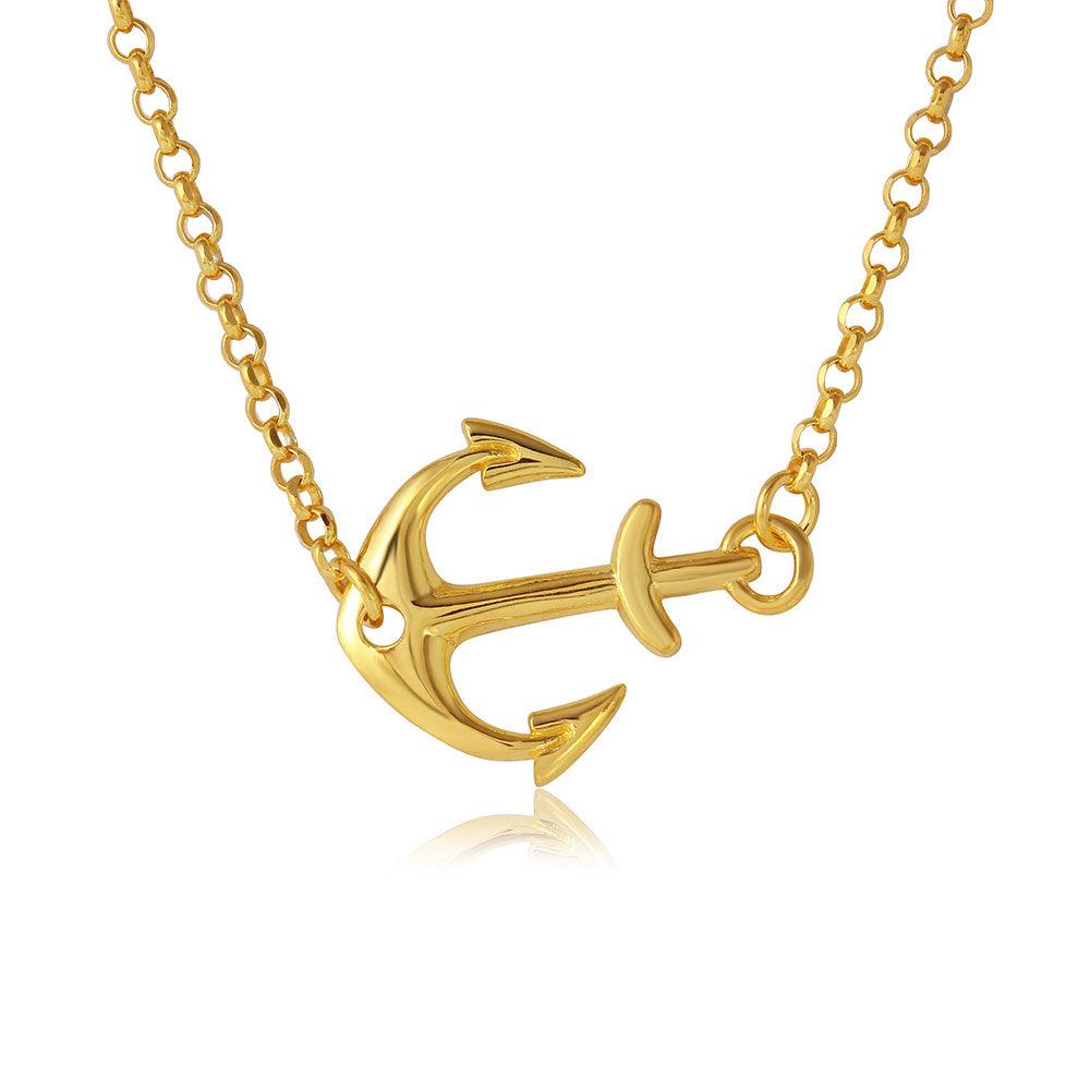 Silver 925 Gold Plated Anchor Necklace - ARN00024GP SPI