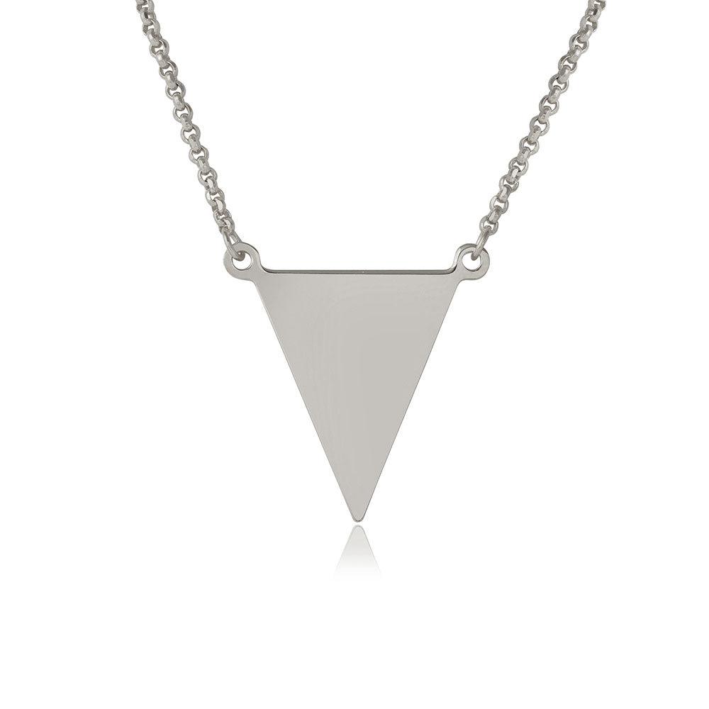 Silver 925 Rhodium Plated Triangle Charm Necklace - ARN00025RH SPI