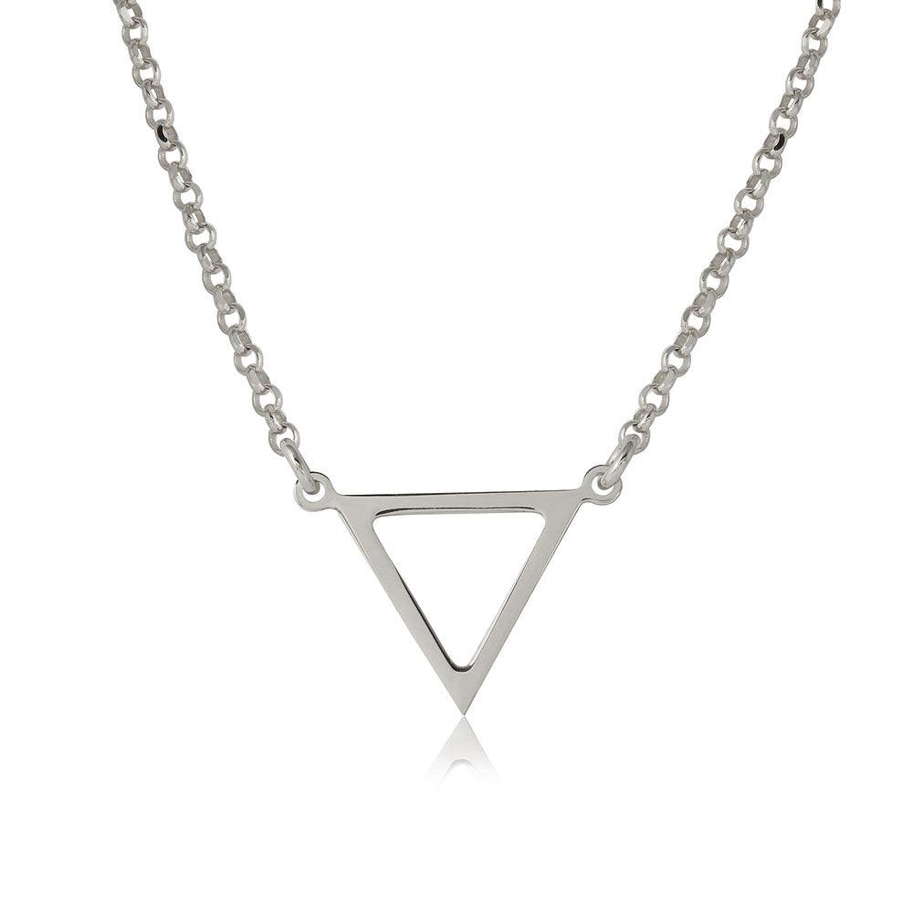 Silver 925 Rhodium Plated Open Triangle Charm Necklace - ARN00026RH SPI