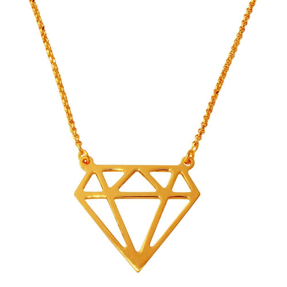 Rose Gold Plated 925 Sterling Silver Diamond Outline Necklace - ARN00030RGP SPI