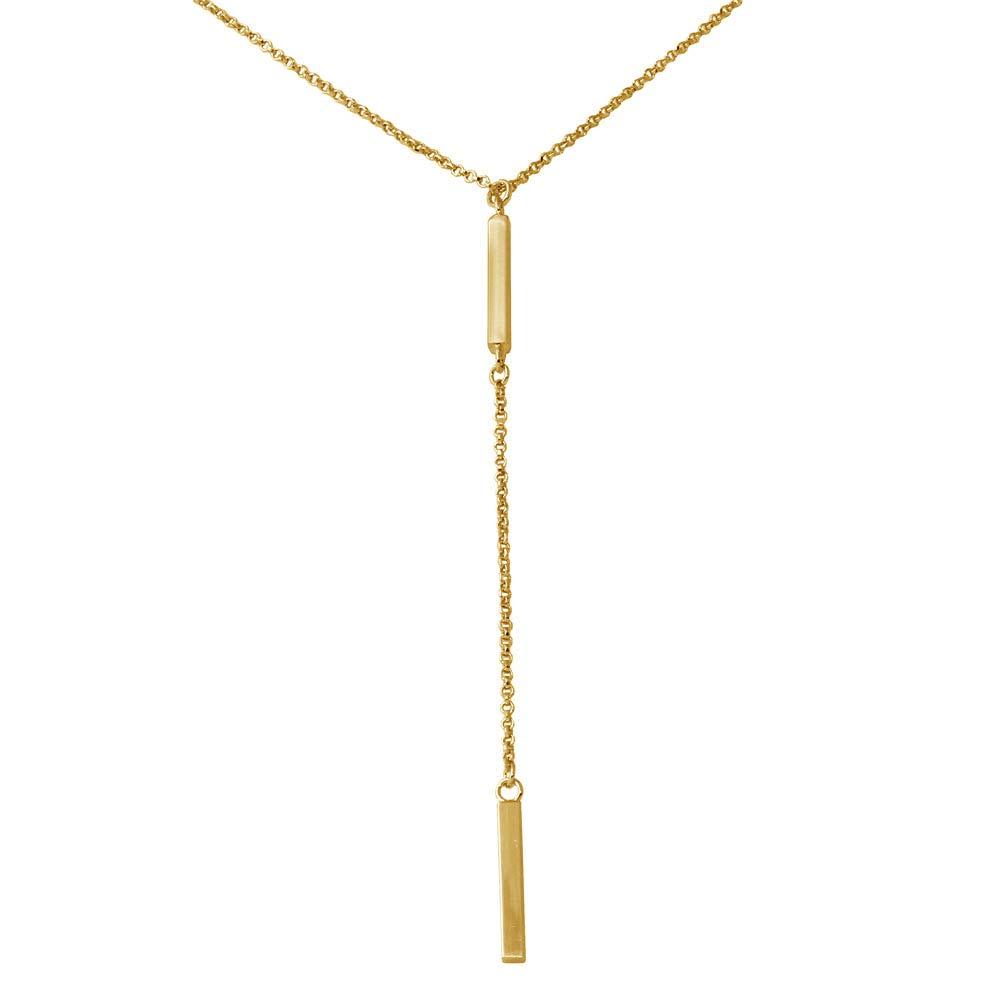 Gold Plated 925 Sterling Silver Bar Necklace with Dropped Bar - ARN00032GP SPI