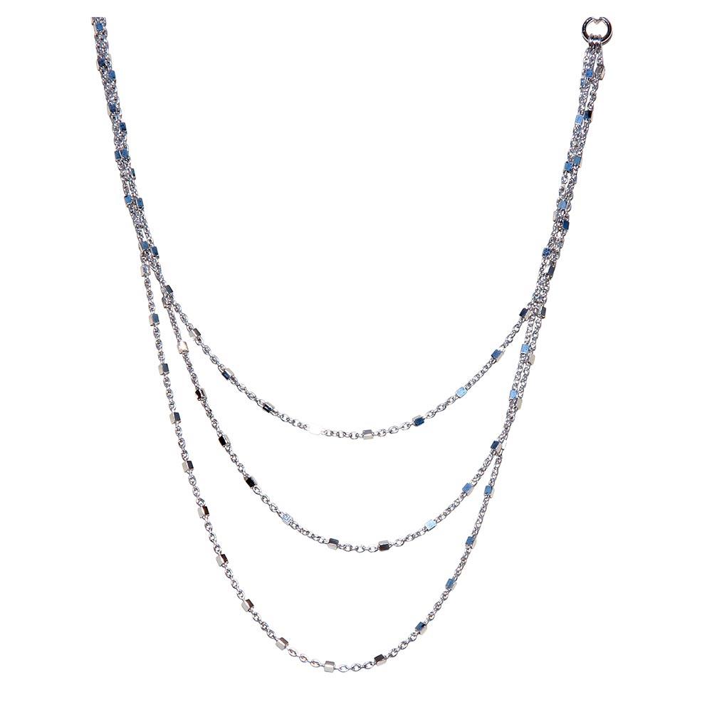 Rhodium Plated 925 Sterling Silver 3 Layered Necklace - ARN00042RH SPI