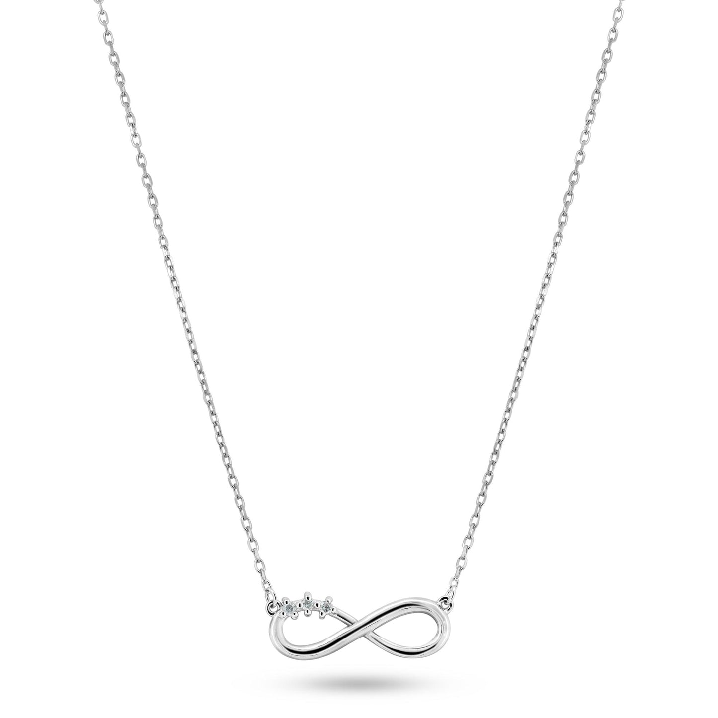 Rhodium Plated 925 Sterling Silver Infinity Design Diamond Necklaces - BGP01474 SPI