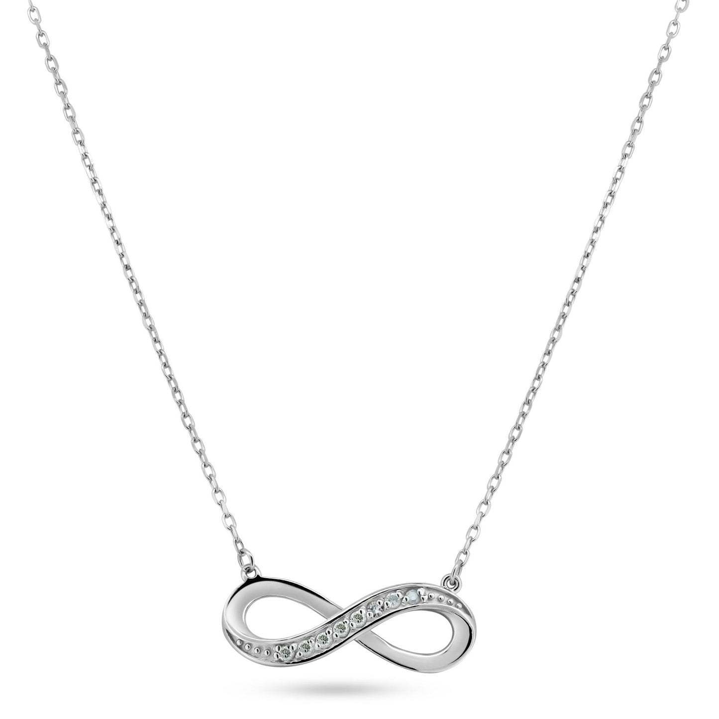 Rhodium Plated 925 Sterling Silver Infinity Design Diamond Necklaces - BGP01475 SPI