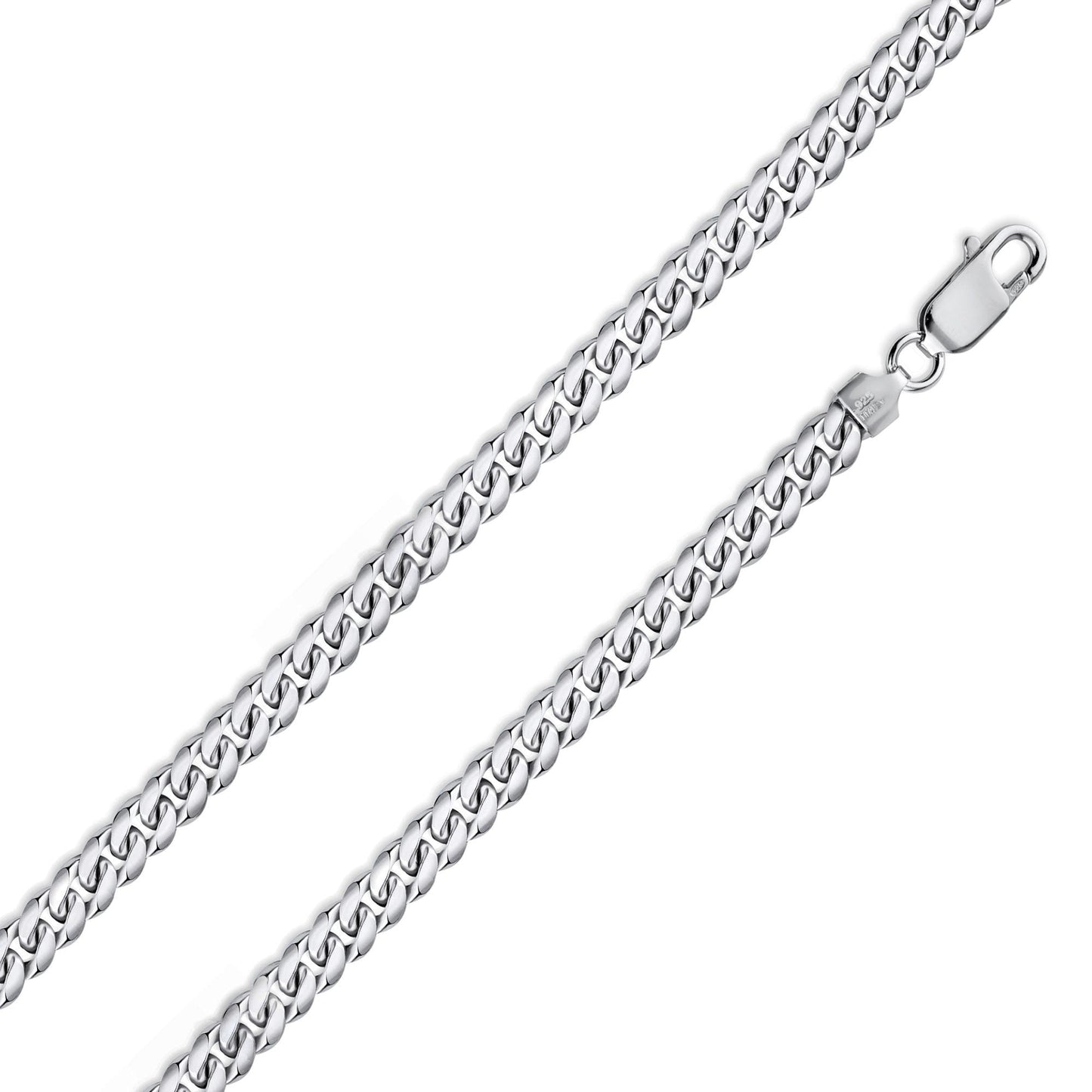 Rhodium Plated 925 Sterling Silver Miami Cuban 150 Chain or Bracelet Link 4.9mm - CH315 RH SPI