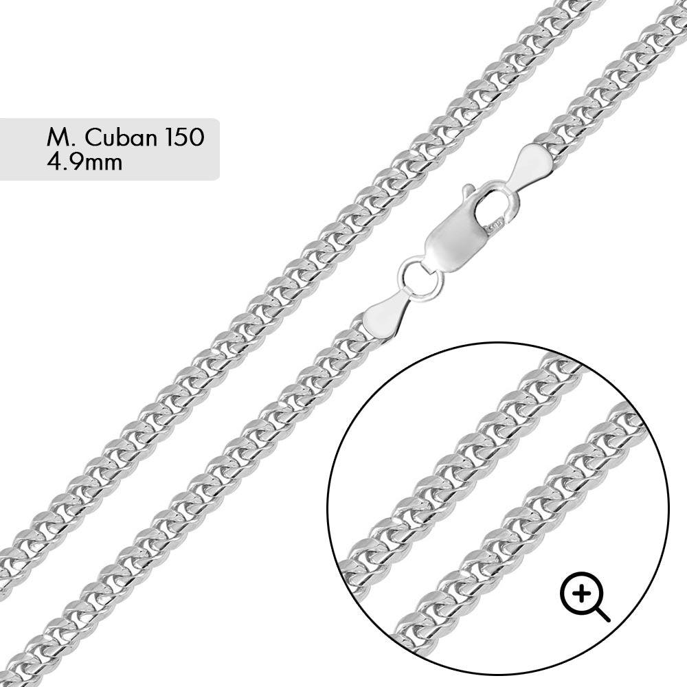 Rhodium Plated 925 Sterling Silver Miami Cuban 150 Chain or Bracelet Link 4.9mm - CH315 RH SPI