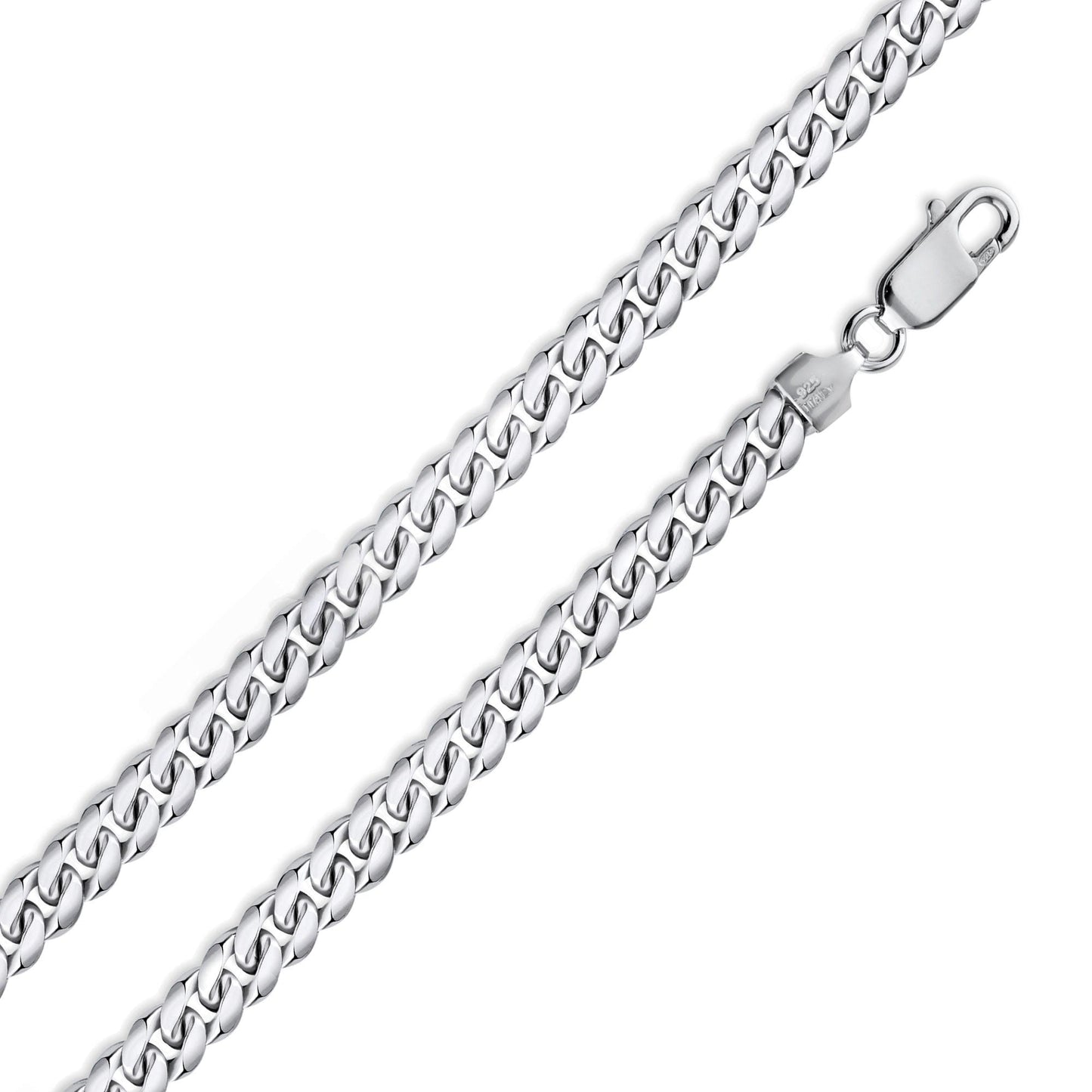 Rhodium Plated 925 Sterling Silver Miami Cuban Curb 180 Chain or Bracelet Link 6.3mm - CH316B RH SPI