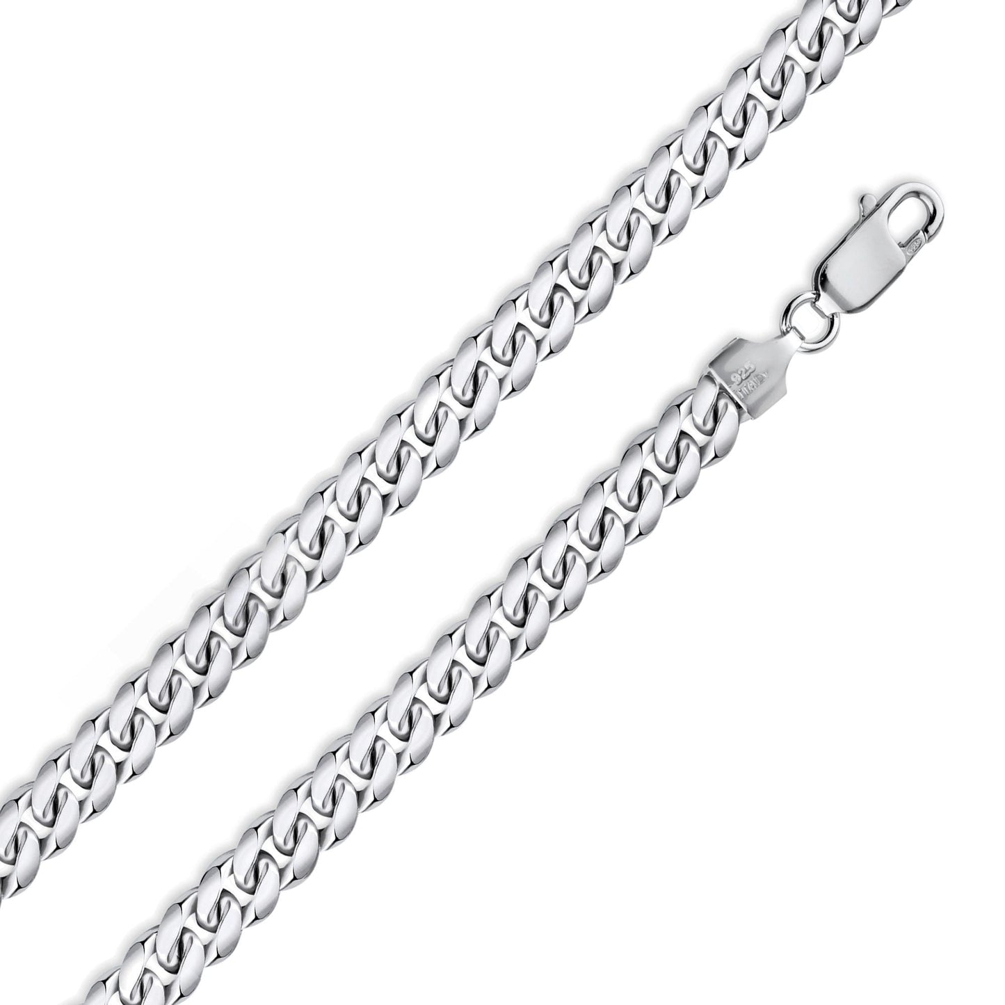 Rhodium Plated 925 Sterling Silver Miami Cuban 200 Bracelet or Chain Link 7mm - CH317 RH SPI