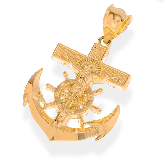 Mariner Crucifix Anchor Cross Pendant