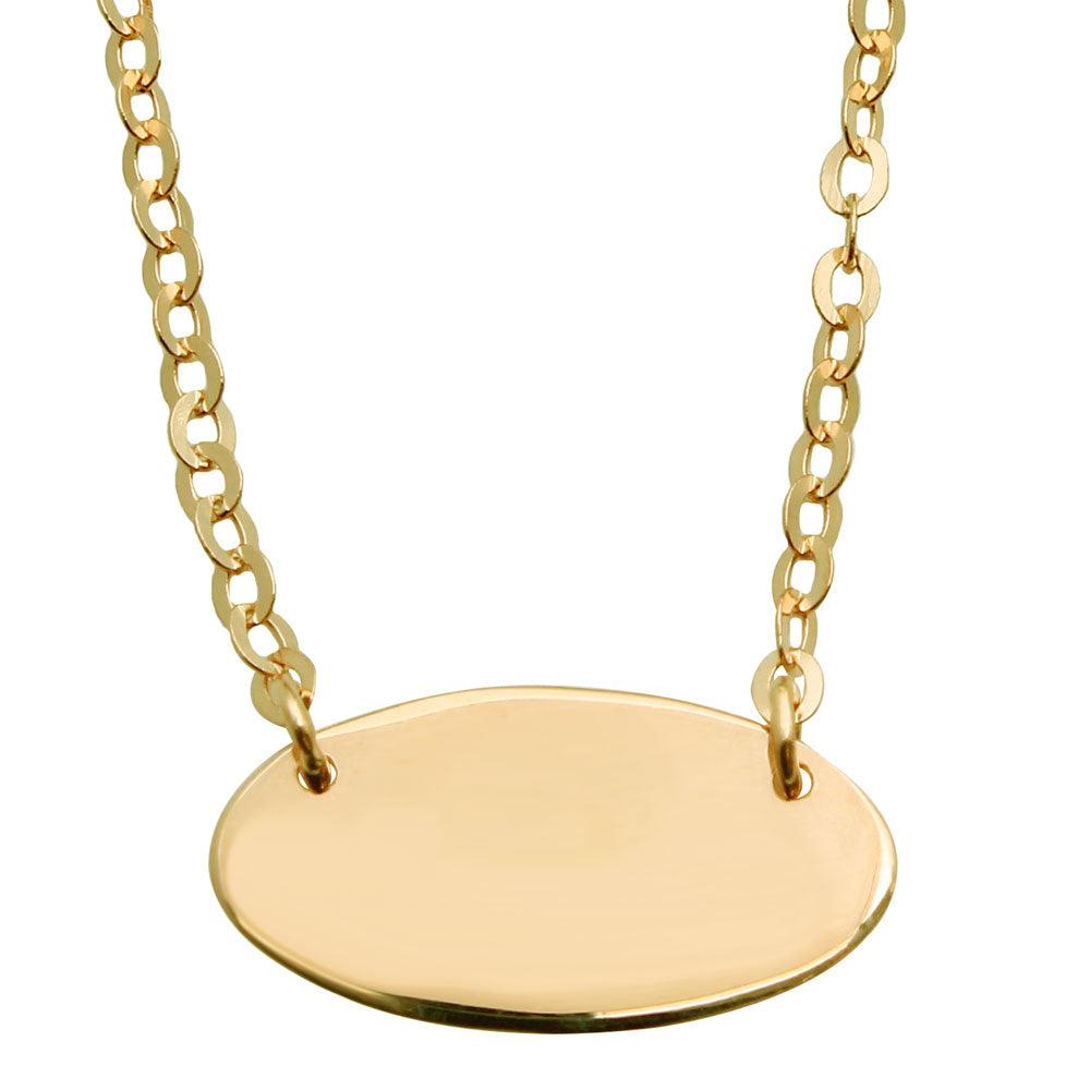 Gold Plated 925 Sterling Silver Small Oval Disc Necklace - DIN00031GP SPI