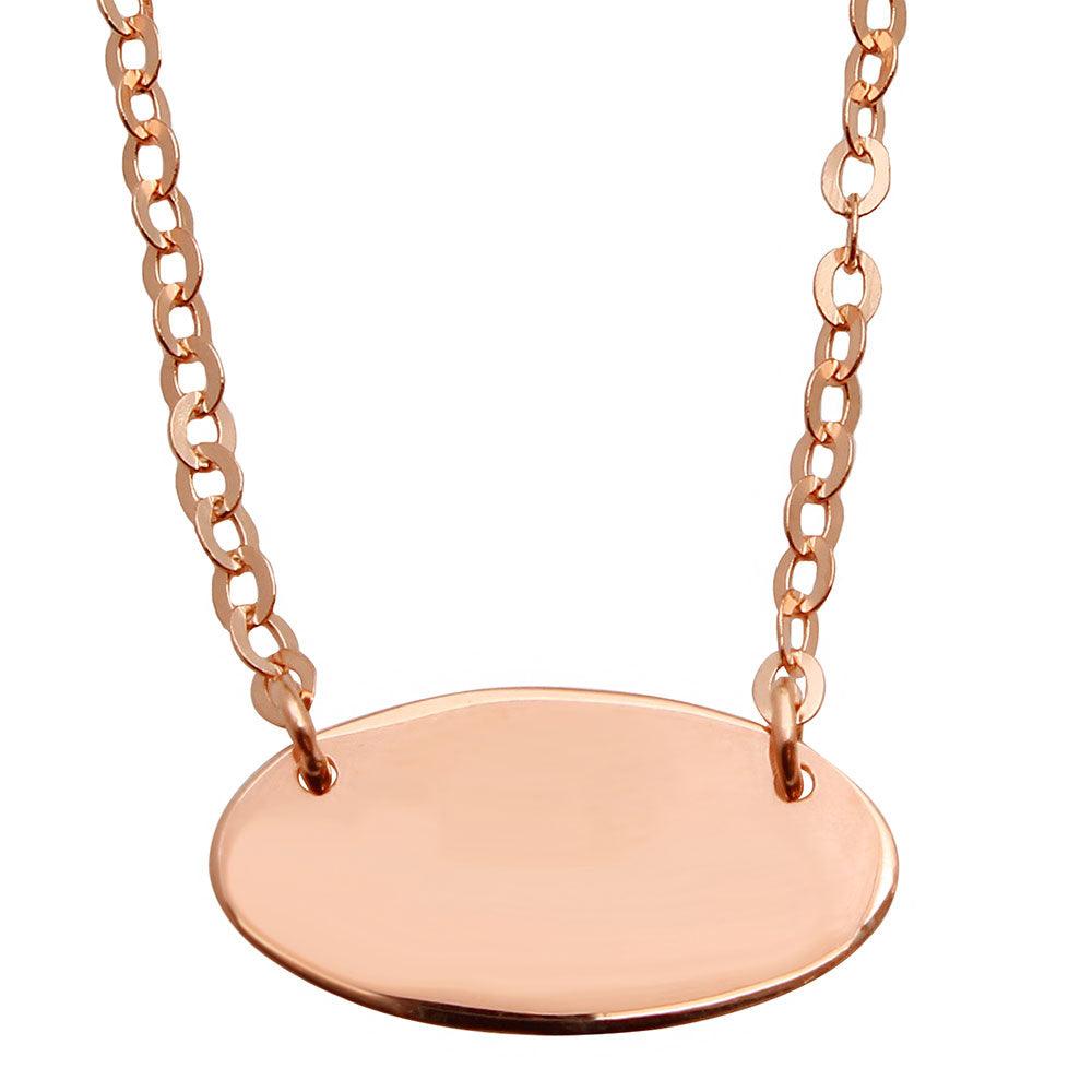 Rose Gold Plated 925 Sterling Silver Small Oval Disc Necklace - DIN00031RGP SPI