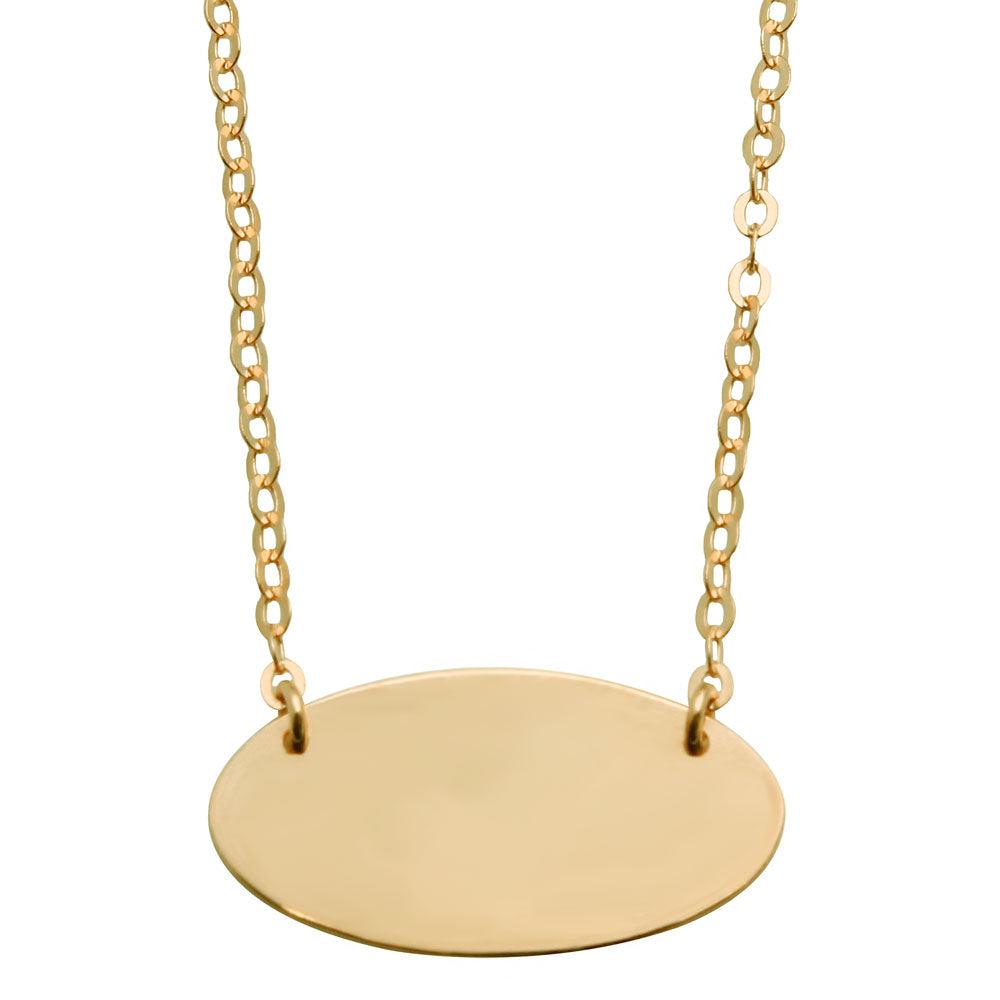 Gold Plated 925 Sterling Silver Medium Oval Disc Necklace - DIN00032GP SPI