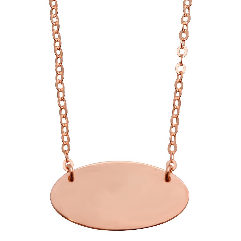 Rose Gold Plated 925 Sterling Silver Medium Oval Disc Necklace - DIN00032RGP SPI