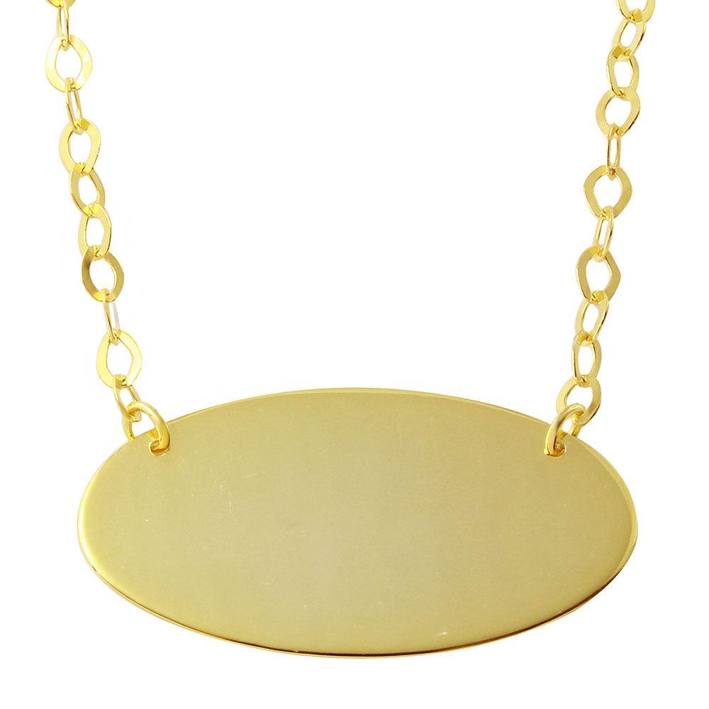 Silver 925 Gold Plated Large Oval Disc Necklace - DIN00033GP SPI
