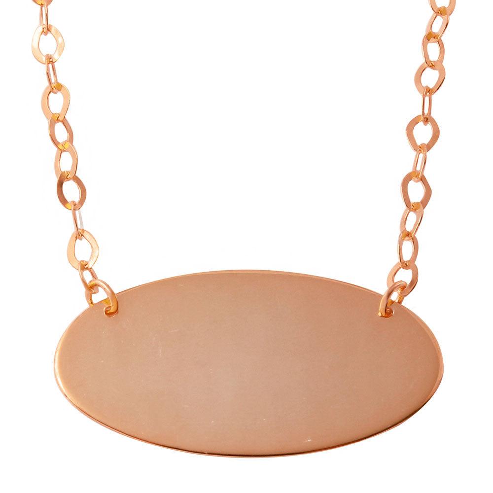 Rose Gold Plated 925 Sterling Silver Large Oval Disc Necklace - DIN00033RGP SPI