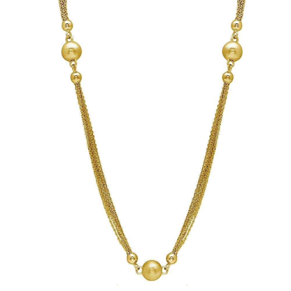 Gold Plated 925 Sterling Silver Multi Strands Beaded Necklace - DIN00034GP SPI