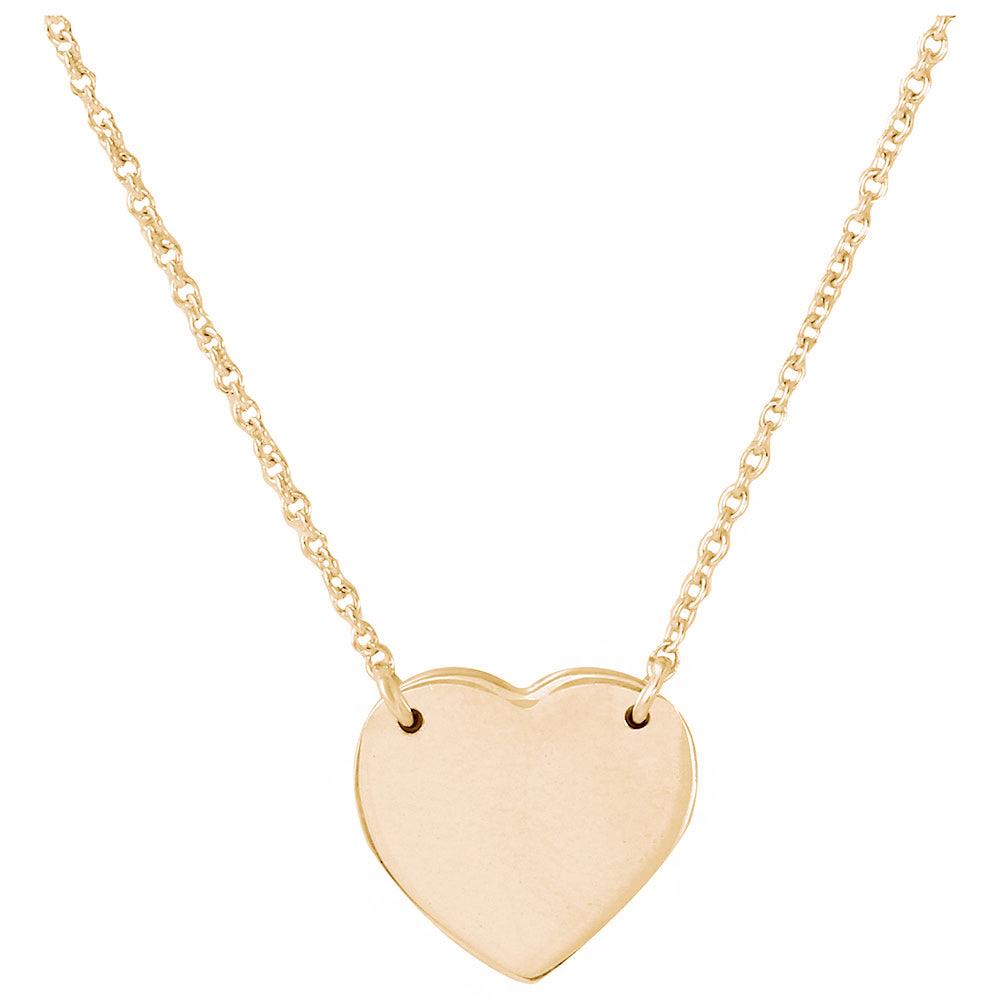 Silver 925 Gold Plated High Polished Heart Necklace - DIN00058GP SPI