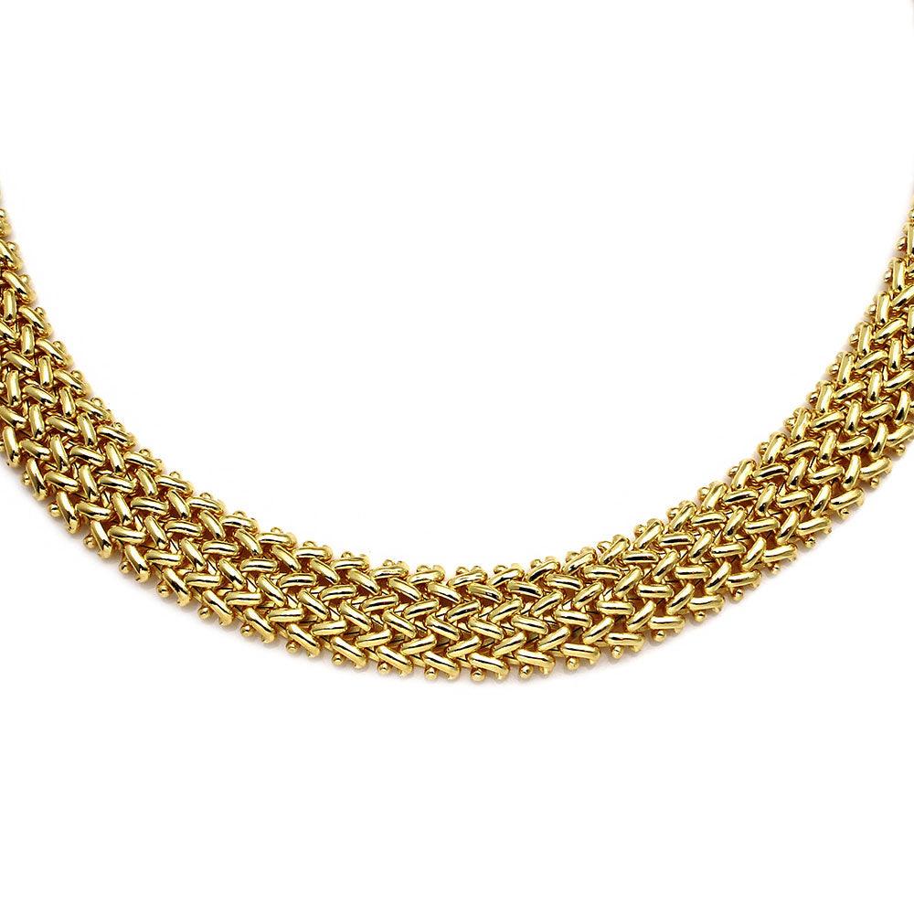 Gold Plated 925 Sterling Silver Braided Necklace - DIN00061GP SPI
