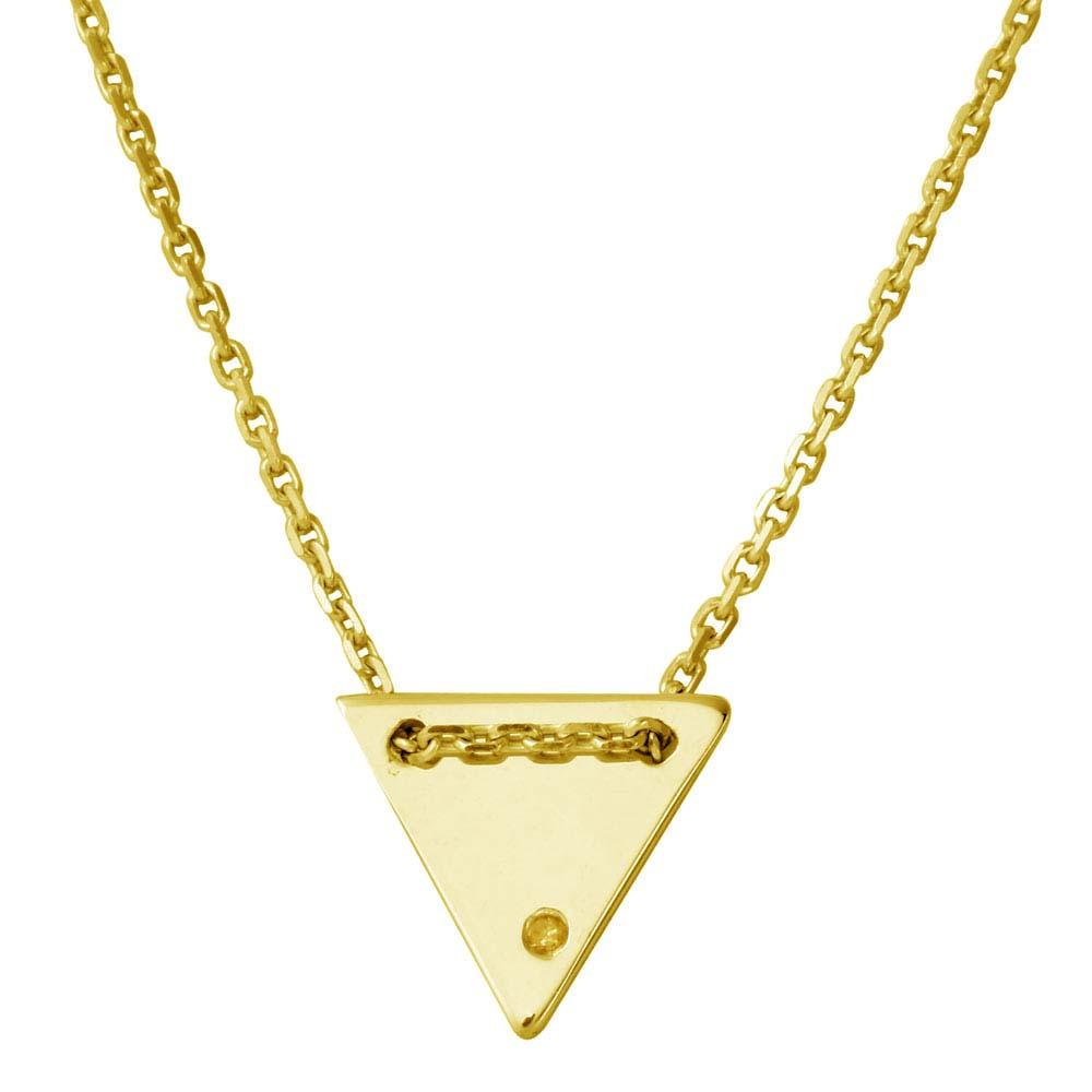 Gold Plated 925 Sterling Silver Engravable Diamond Shaped Necklace with CZ - DIN00078GP SPI
