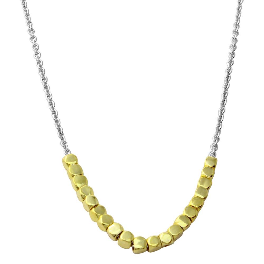Gold and Rhodium Plated 925 Sterling Silver Necklace with Circle Hoops - DIN00082RH-GP SPI