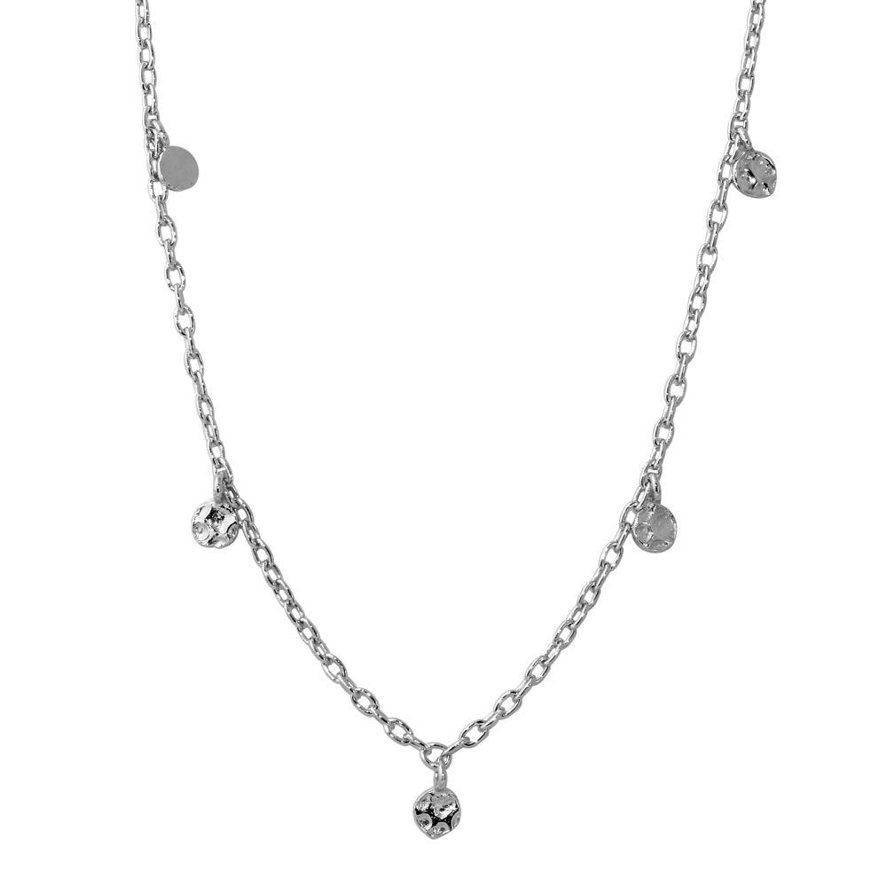 Rhodium Plated 925 Sterling Silver Dangling 5 Confetti Necklace - DIN00083RH SPI