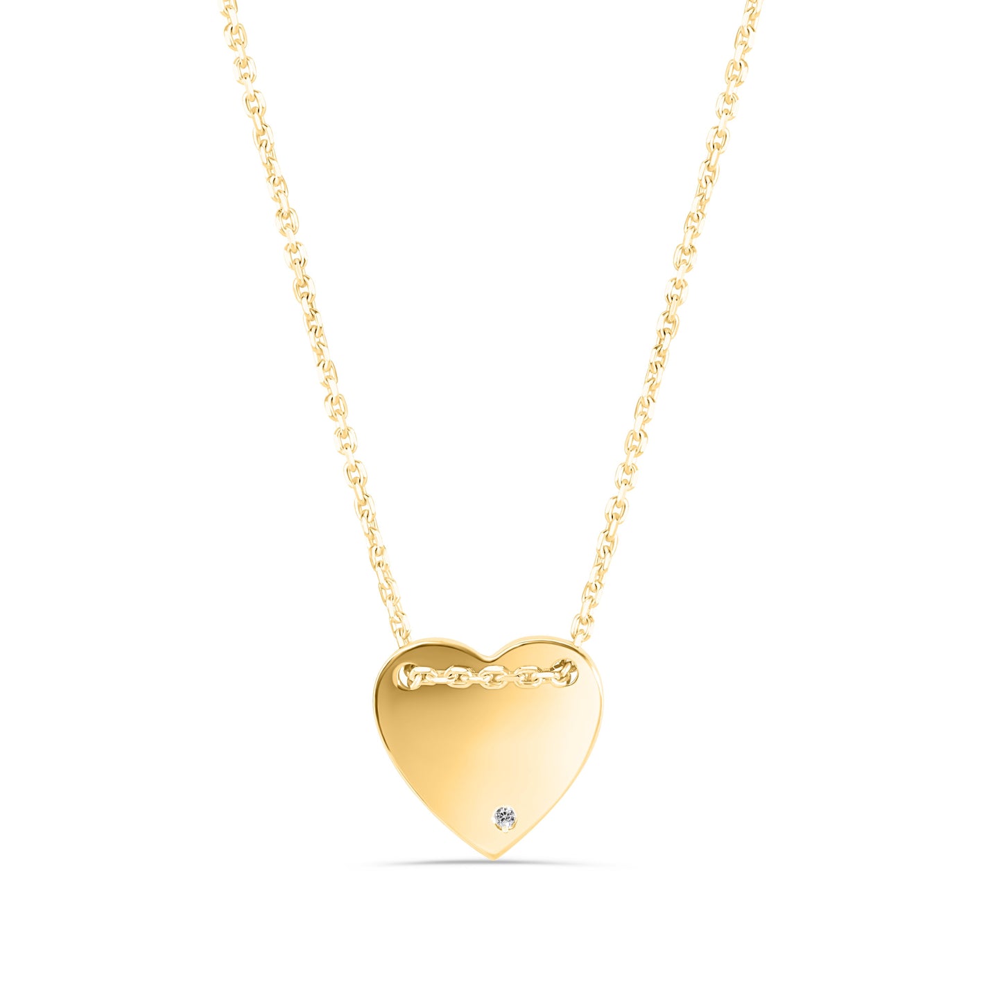 Gold Plated 925 Sterling Silver Engravable Heart Shaped Necklace with CZ - DIN00076GP SPI