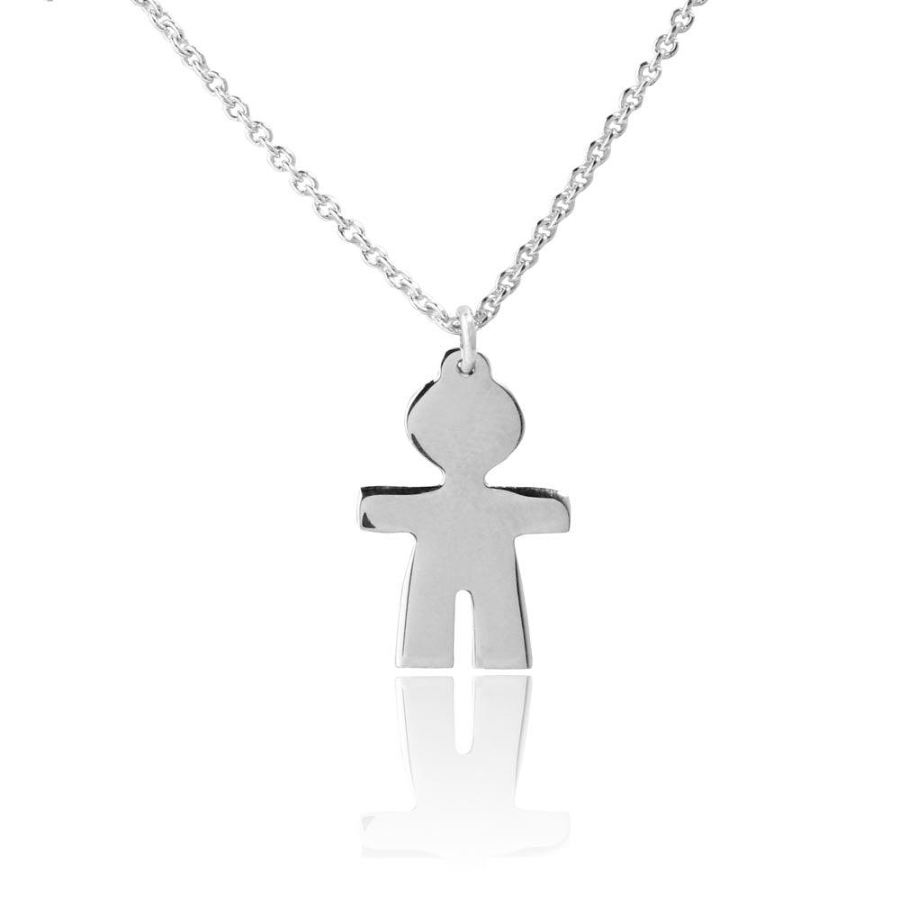 Rhodium Plated 925 Sterling Silver Baby Boy Necklace - DIN00064RH SPI