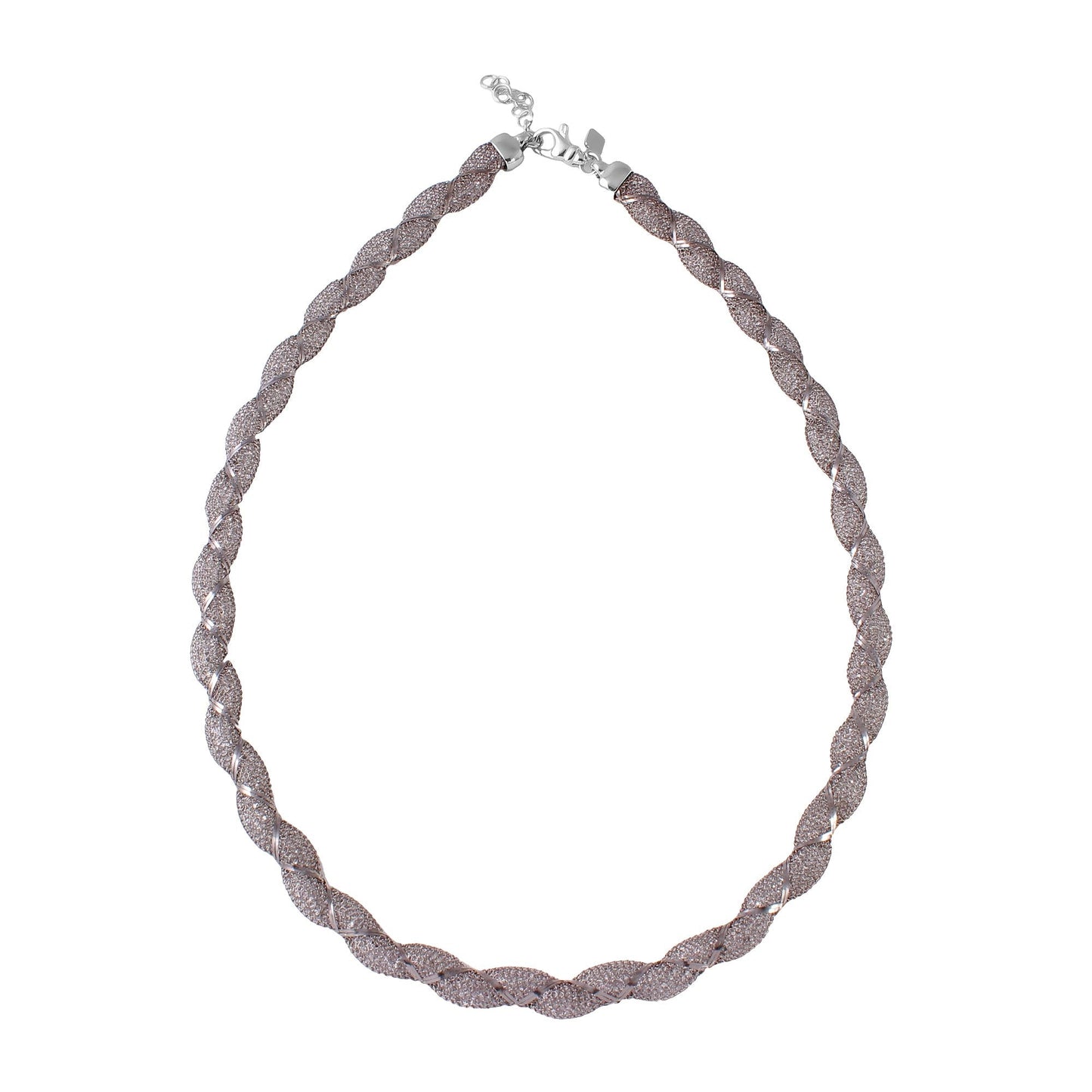 925 Sterling Silver Black Rhodium Plated Mesh Wrap Accent Necklace - ECN00017BL SPI