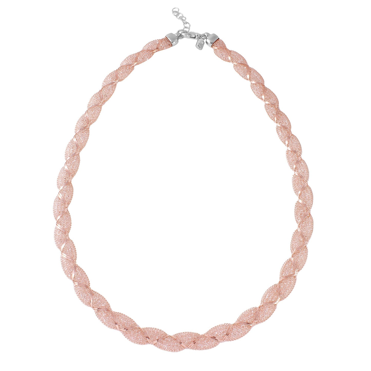 Rose Gold Plated 925 Sterling Silver Mesh Wrap Accent Necklace - ECN00017R SPI