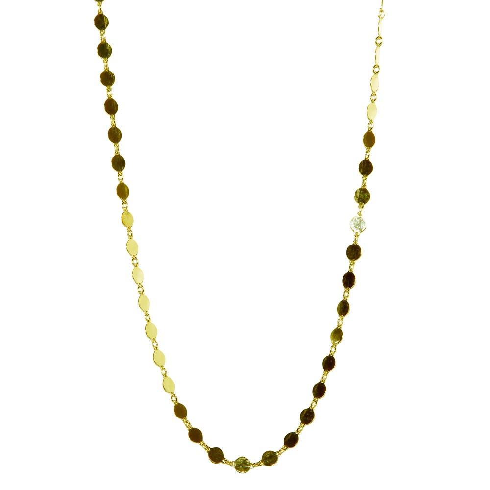 Gold Plated 925 Sterling Silver Flat Circle Necklace - ECN00024GP SPI