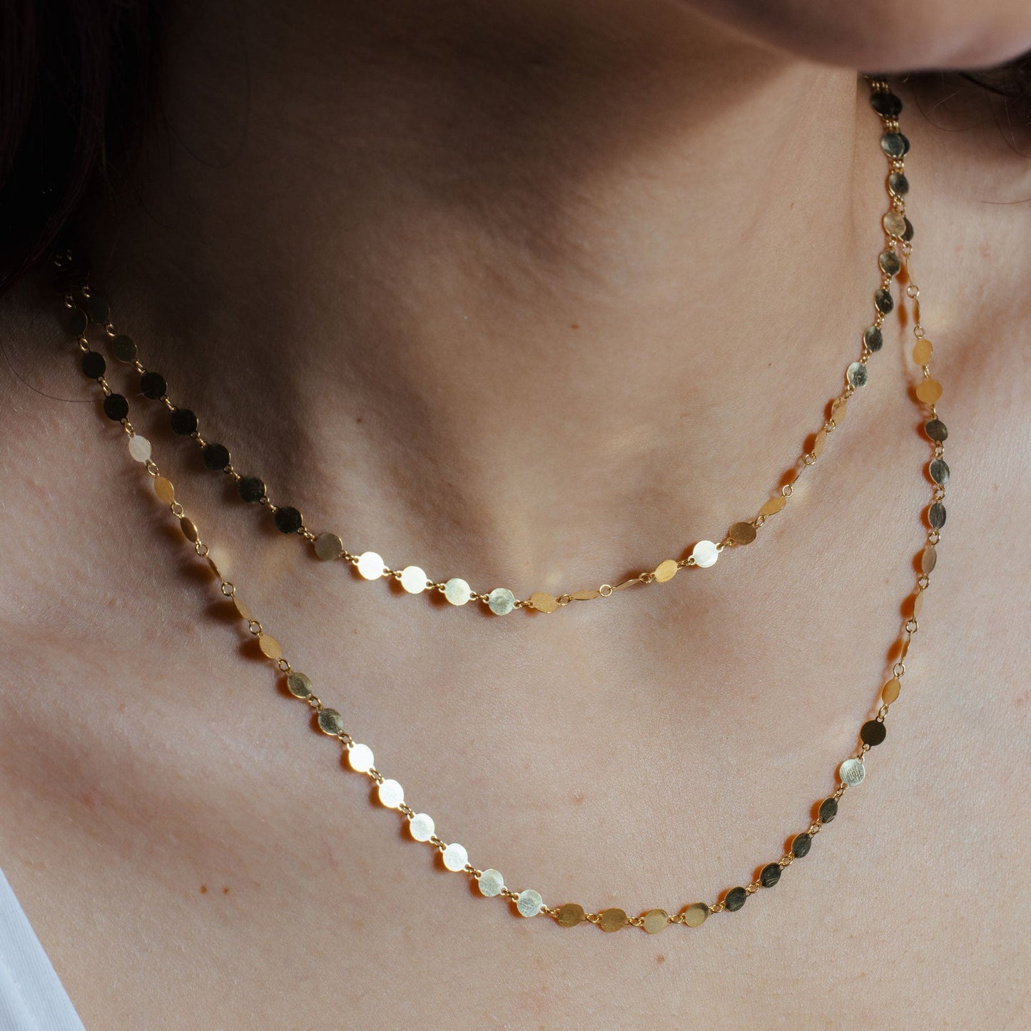 Gold Plated 925 Sterling Silver Flat Circle Necklace - ECN00024GP SPI