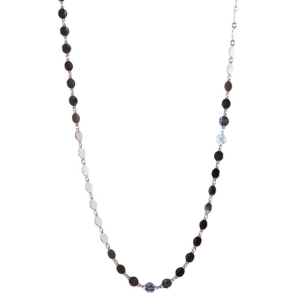 Rhodium Plated 925 Sterling Silver Flat Circle Necklace - ECN00024RH SPI