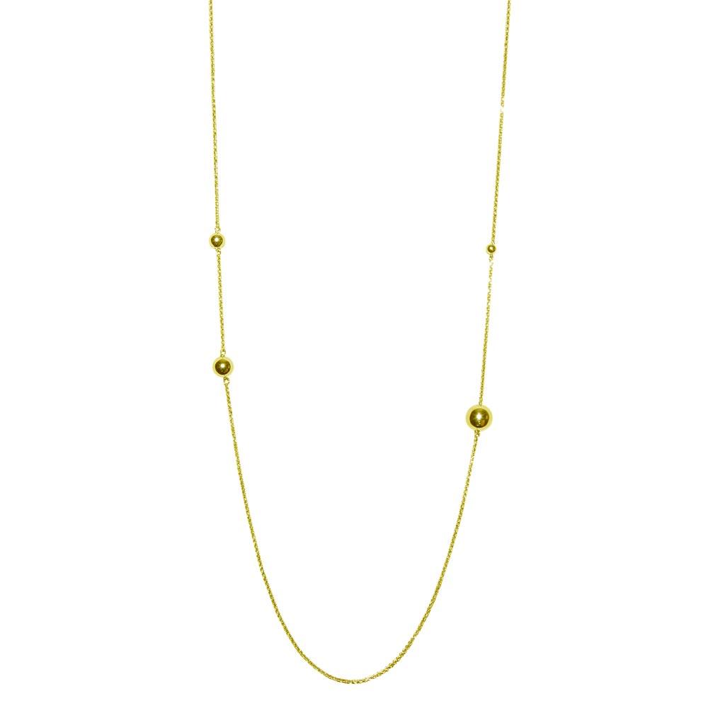Gold Plated 925 Sterling Silver Bead Necklace - ECN00027GP SPI