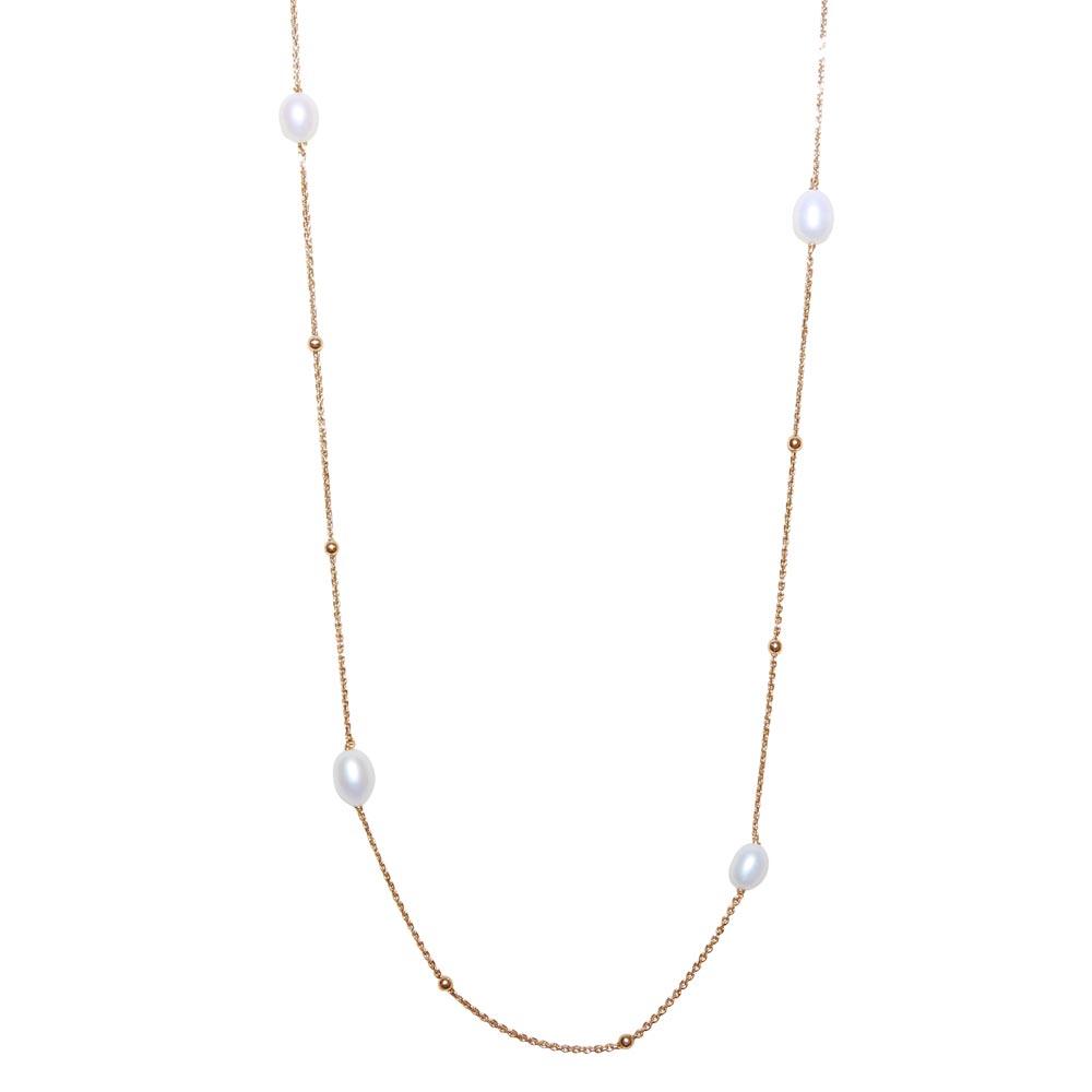 Gold Plated 925 Sterling Silver Necklace with Freshwater Pearls and Beads - ECN00028GP SPI
