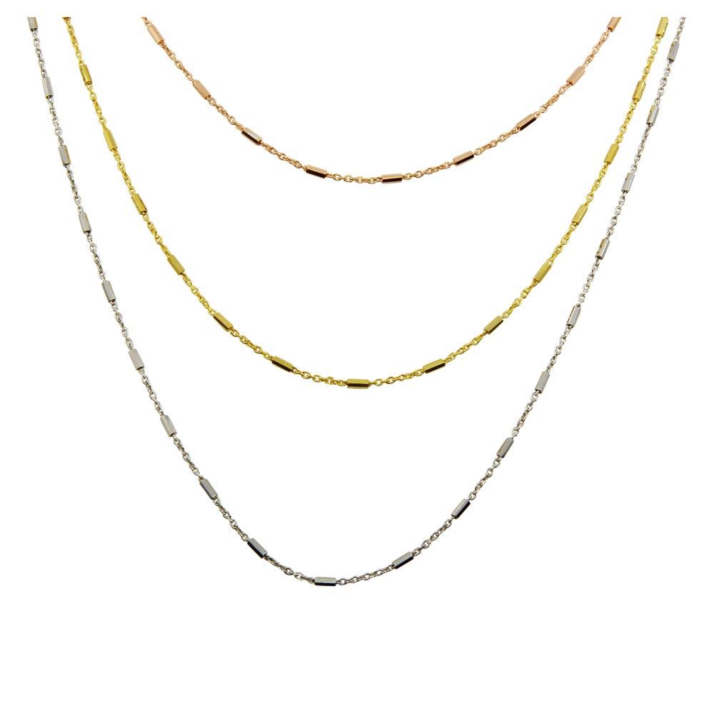 Multi Color 925 Sterling Silver 3 Chain Necklace - ECN00032 SPI