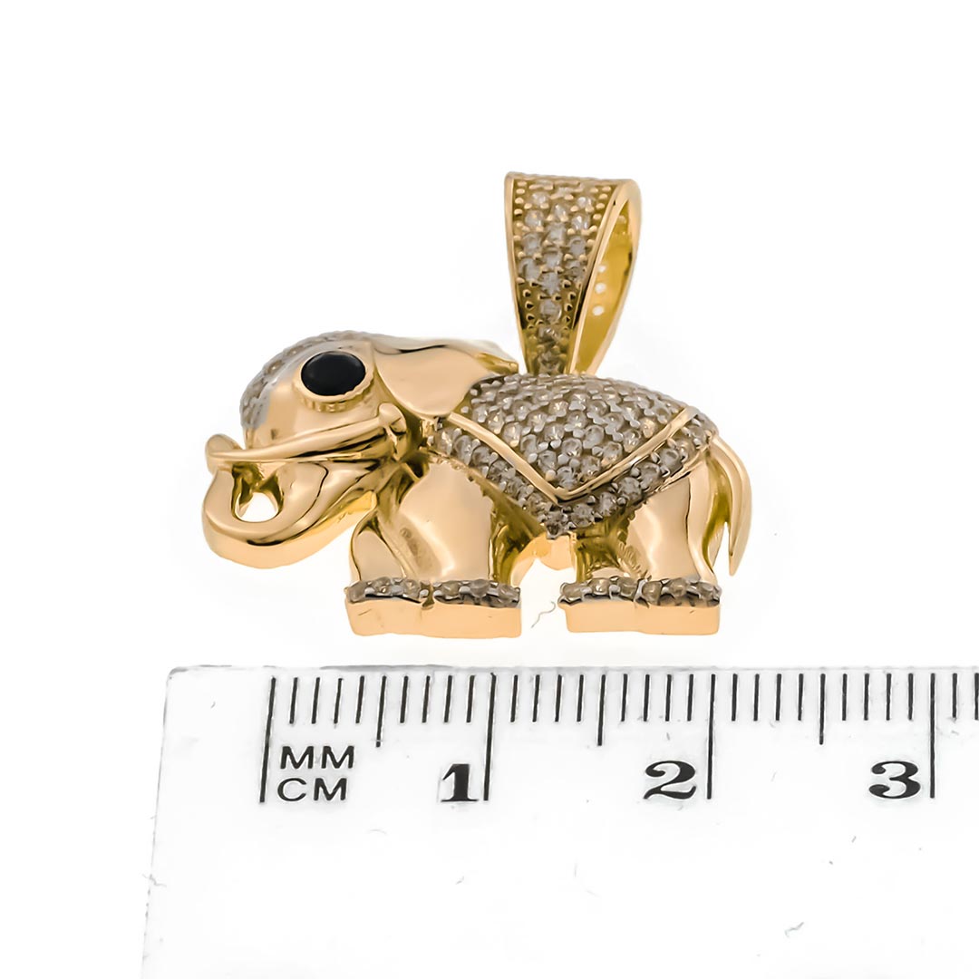 Real Gold 14K Elephant Pendant |  With Cz