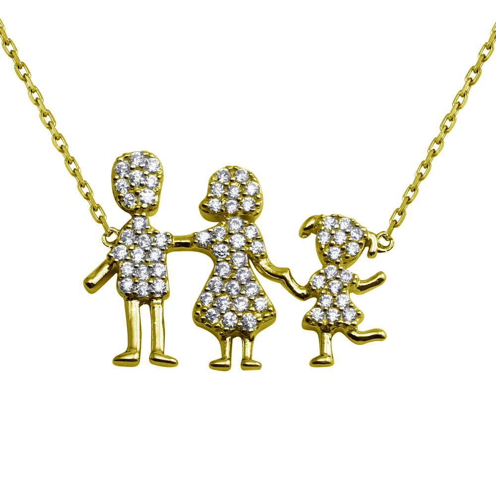 Gold Plated 925 Sterling Silver Daughter and Parents Family Necklace - GMN00081GP SPI