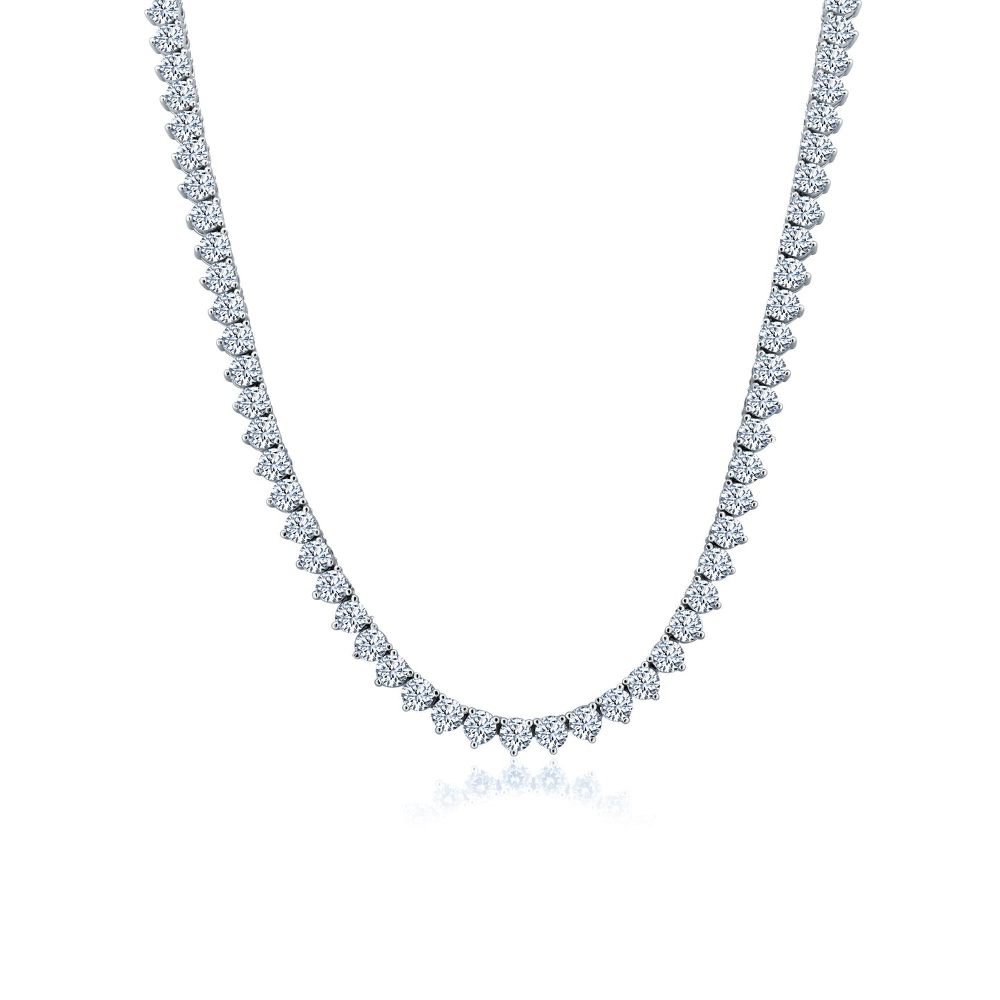 Rhodium Plated 925 Sterling Silver Round Clear 4.8mm 18 inches Tennis Necklace - GMN00209 SPI