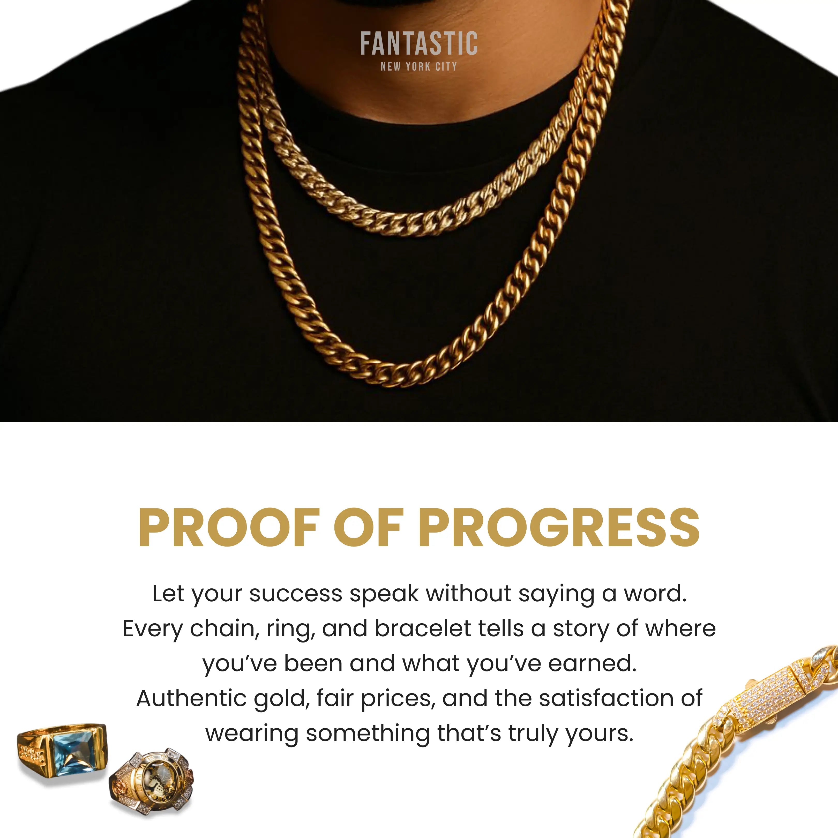 10K Gold- Hollow Figaro Chain Fantastic NYC