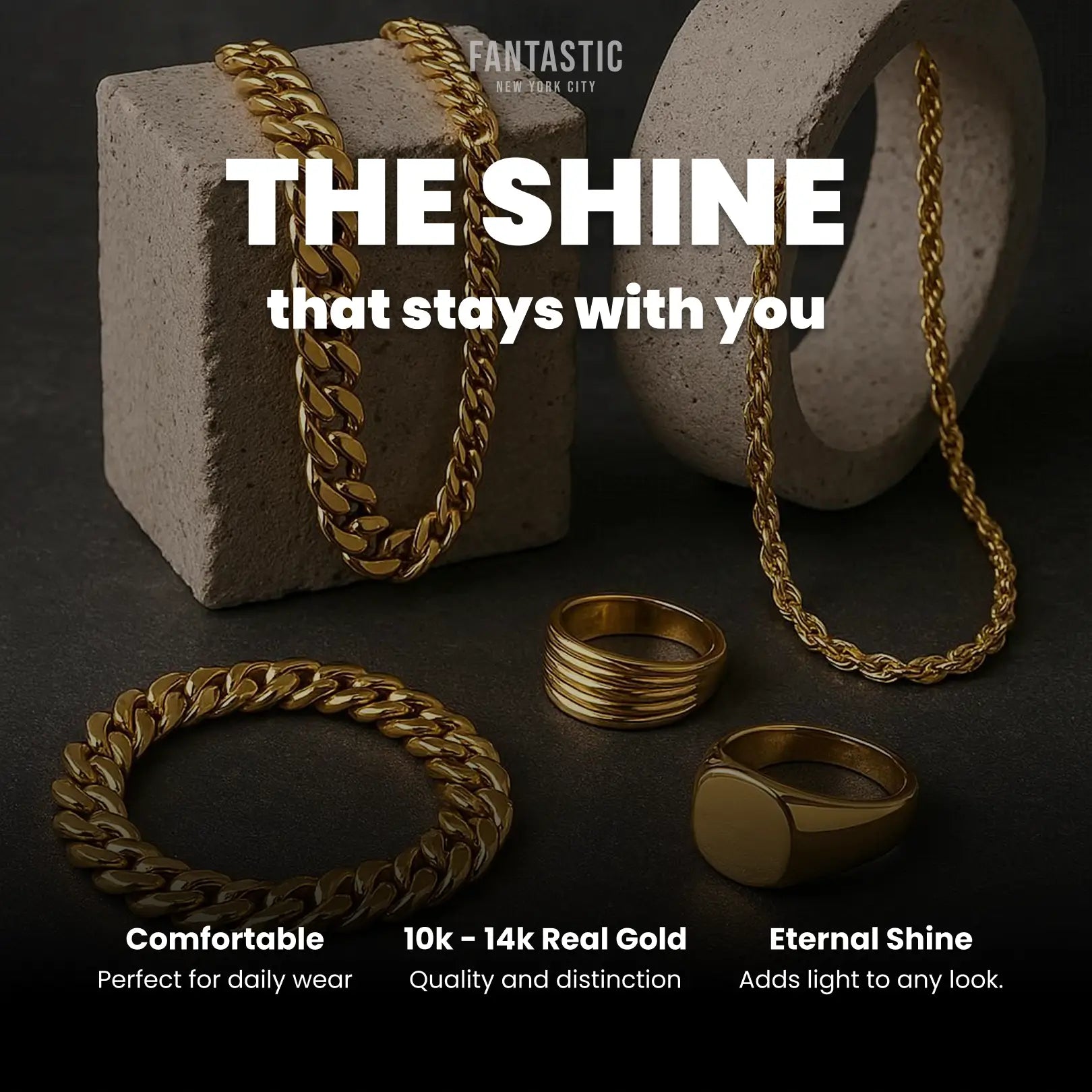 10K Gold- Hollow Figaro Chain Fantastic NYC