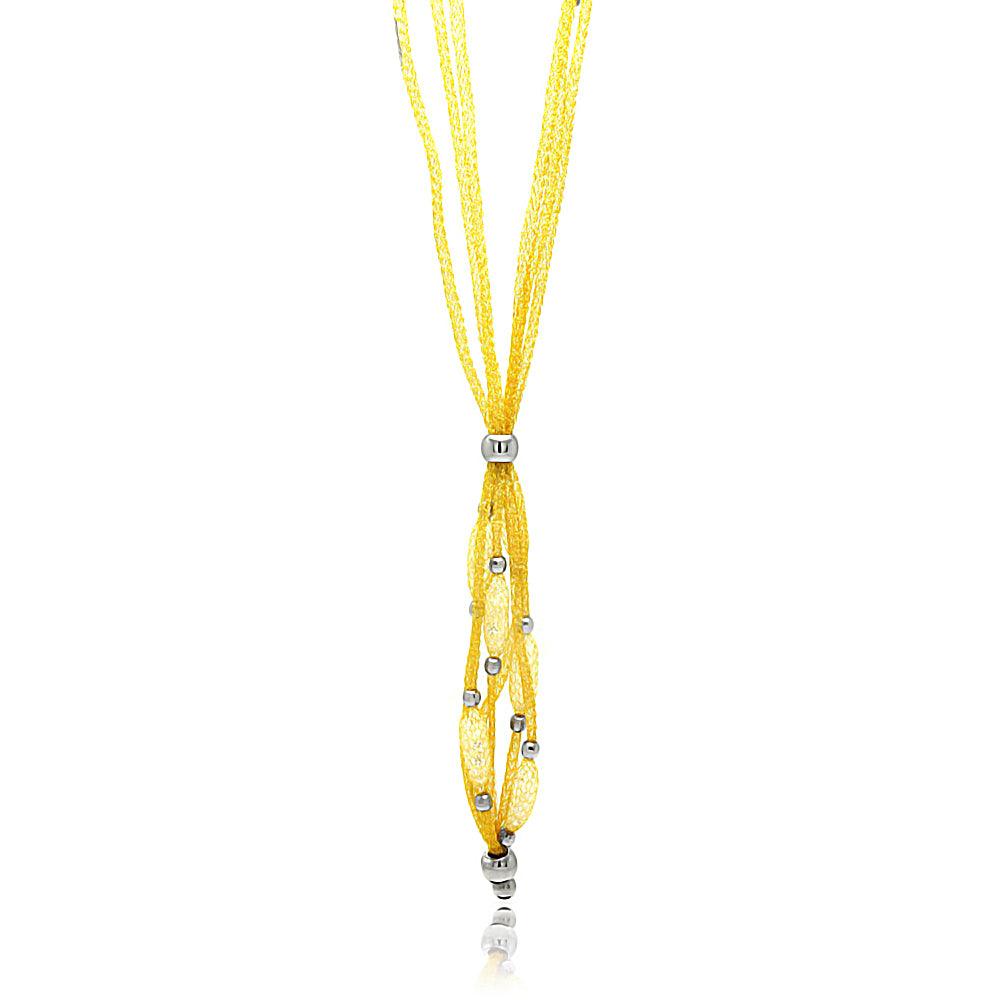 Gold Plated 925 Sterling Silver Triple Strand Mesh Necklace and Dropped Mesh Filled with CZ - ITN00065GP SPI